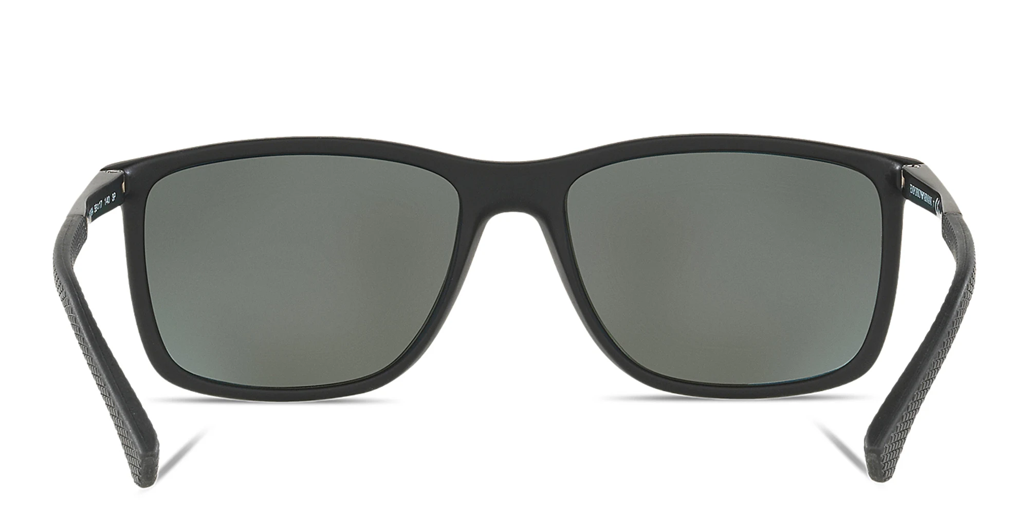 Shop Emporio Armani Rectangle Sunglasses in Rubber Black online.