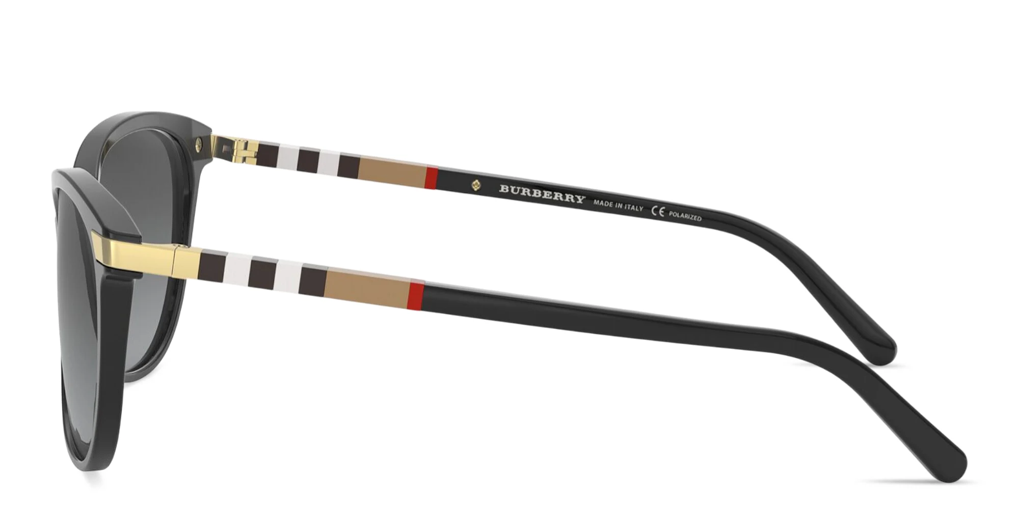 Shop BURBERRY Vintage Check Cat-Eye Sunglasses in Black online.