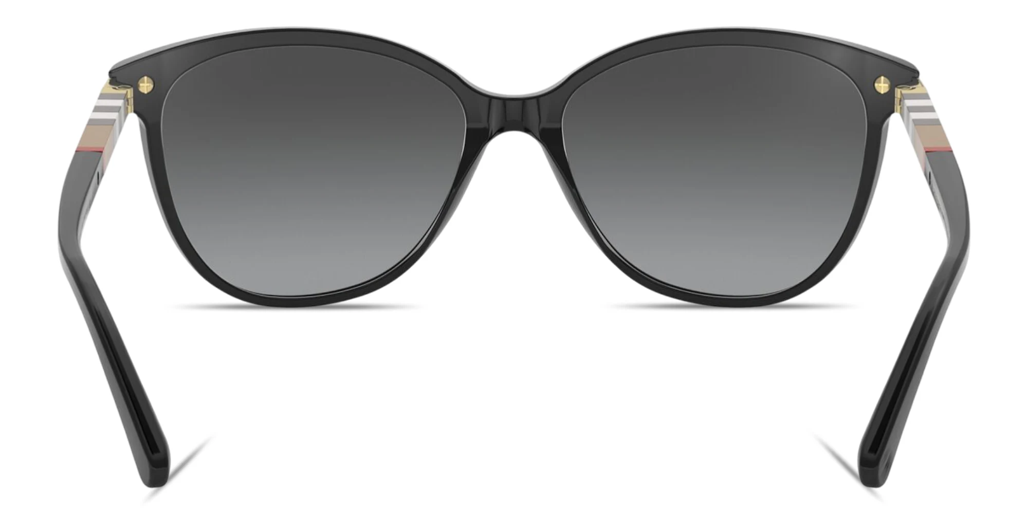 Shop BURBERRY Vintage Check Cat-Eye Sunglasses in Black online.