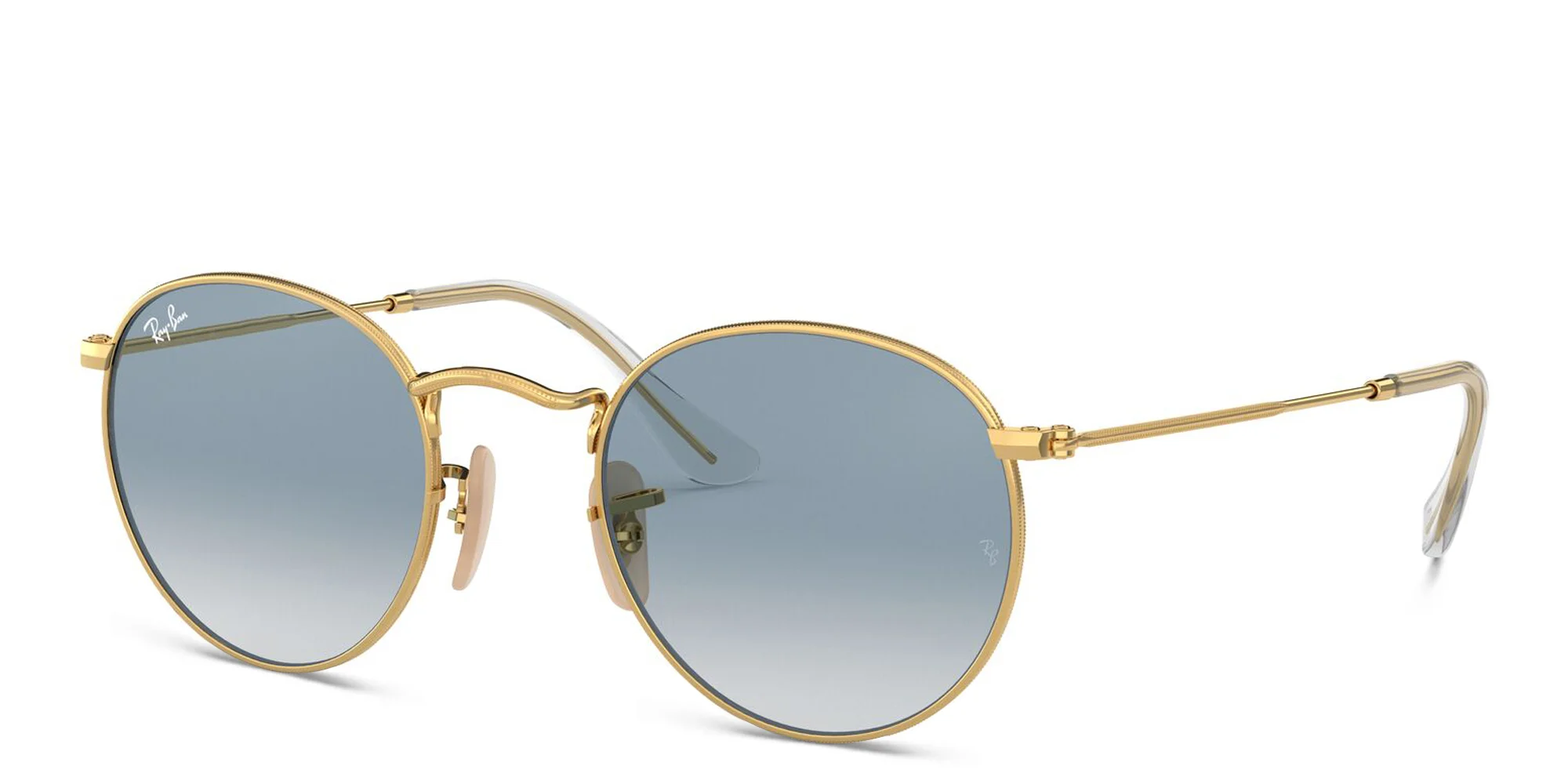 Shop Ray-Ban Round Flat Lenses Sunglasses in Gold online.