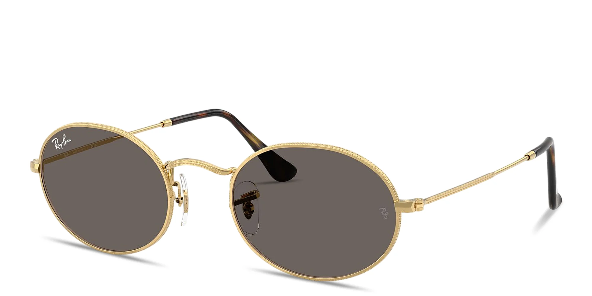 Shop Ray-Ban Oval Unisex Sunglasses With Flat Lenses in Arista Gold online.
