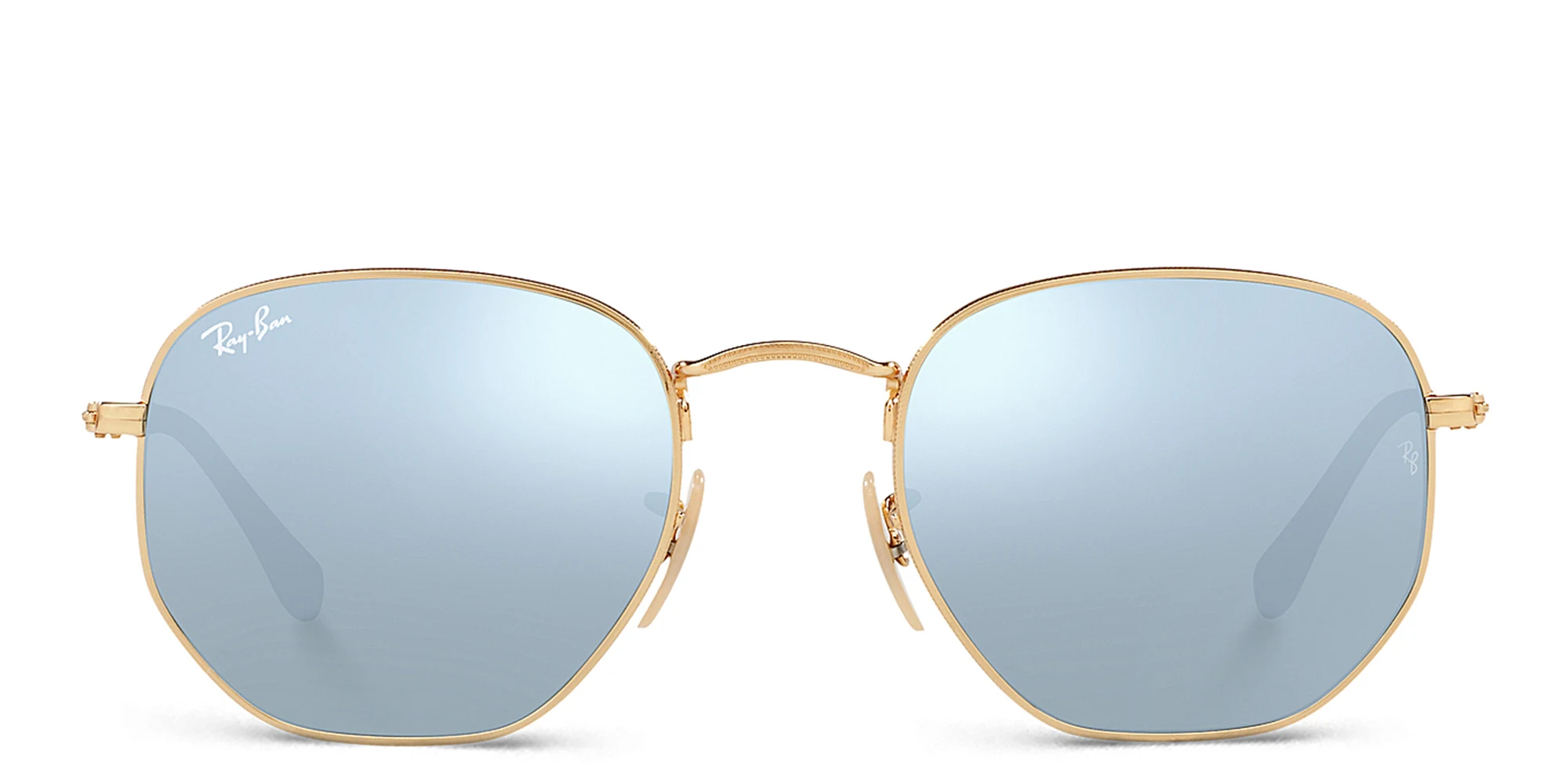 Shop Ray-Ban Hexagonal Unisex Sunglasses in Gold online.