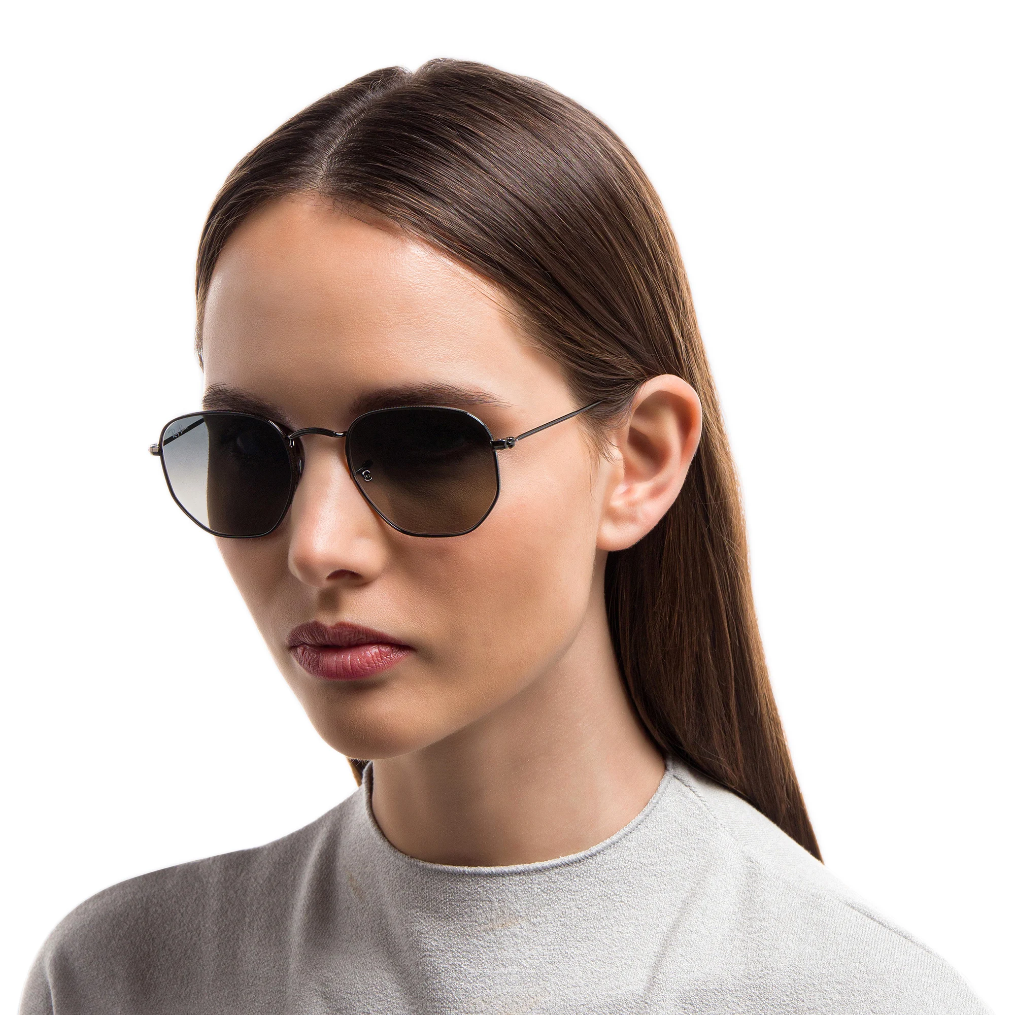 Shop Ray-Ban Hexagonal Flat Lenses Sunglasses in Gunmetal online.