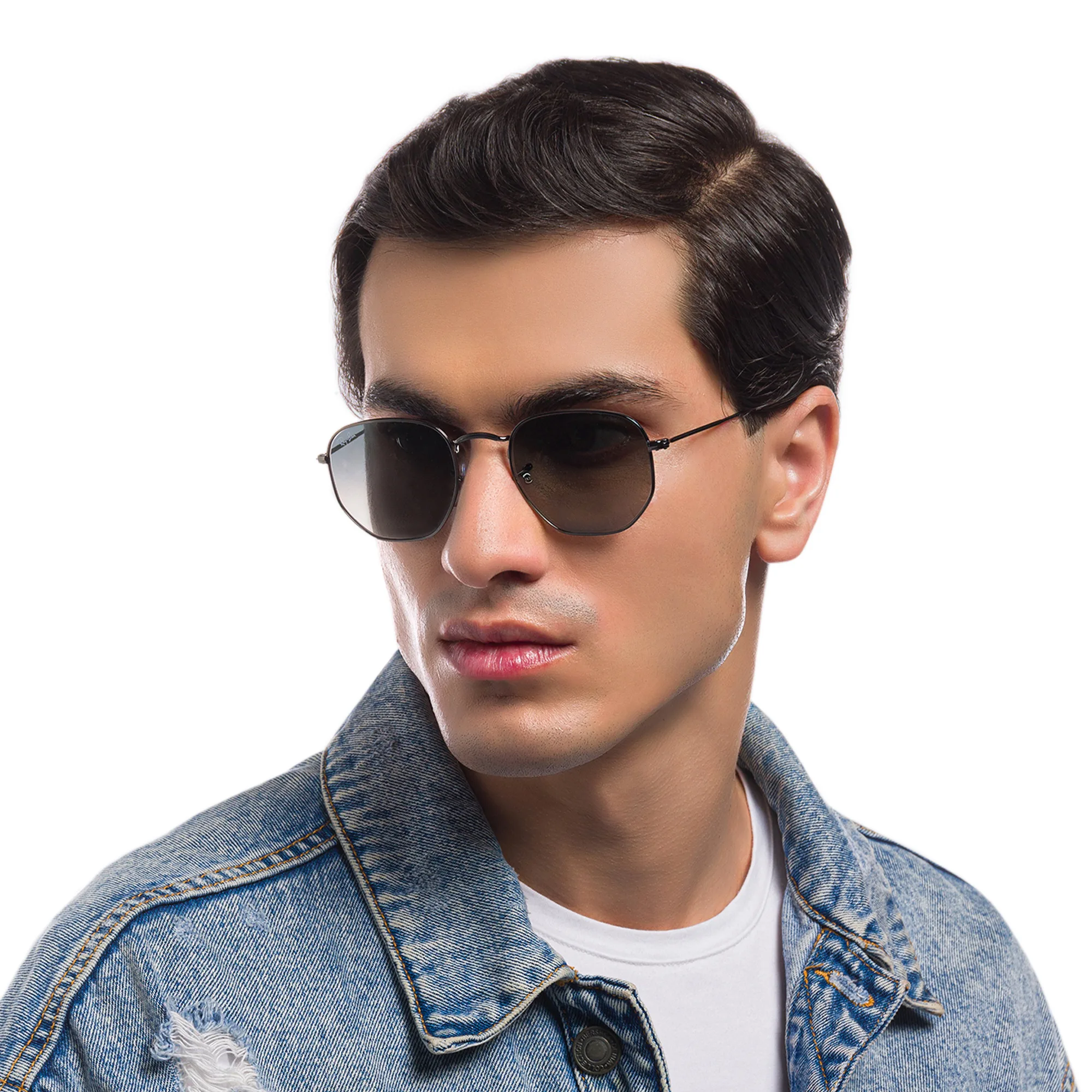 Shop Ray-Ban Hexagonal Flat Lenses Sunglasses in Gunmetal online.