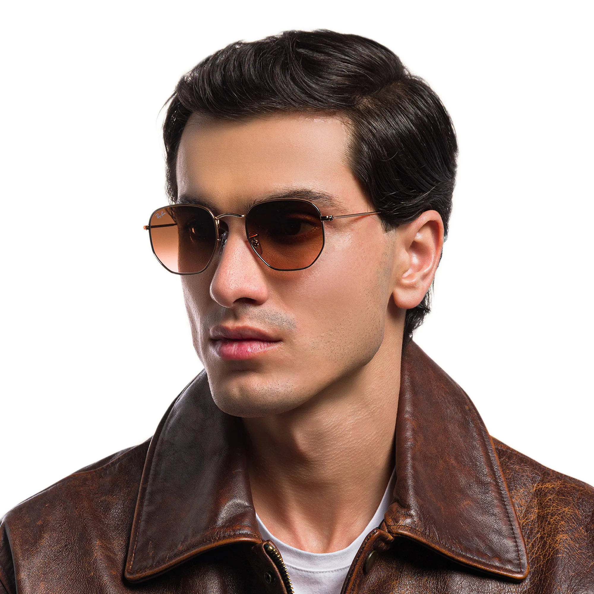 Shop Ray-Ban Hexagonal Flat Lenses Sunglasses in Copper online.