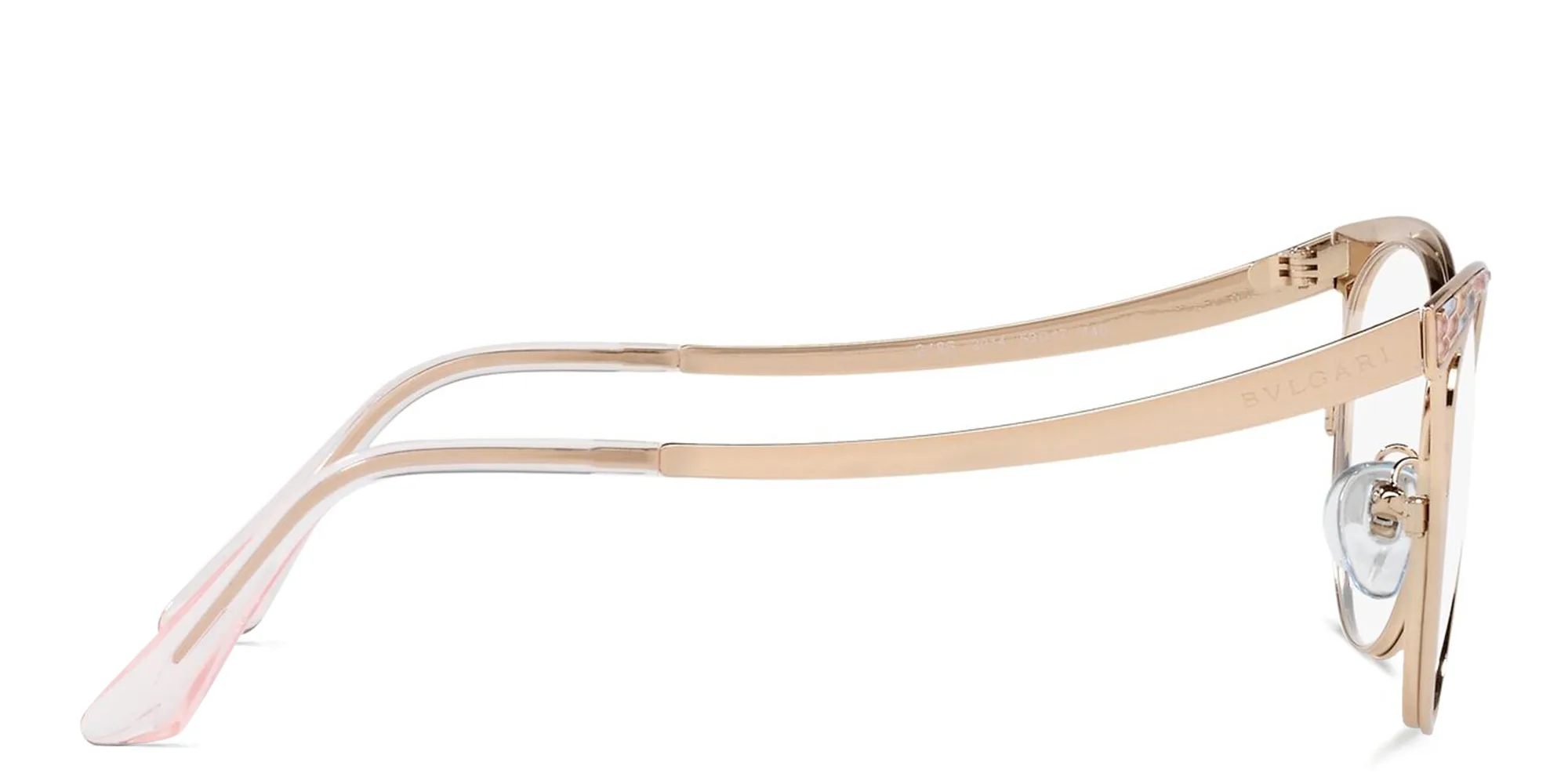 Shop BVLGARI Cat Eye Eyeglasses in Pink Gold online.