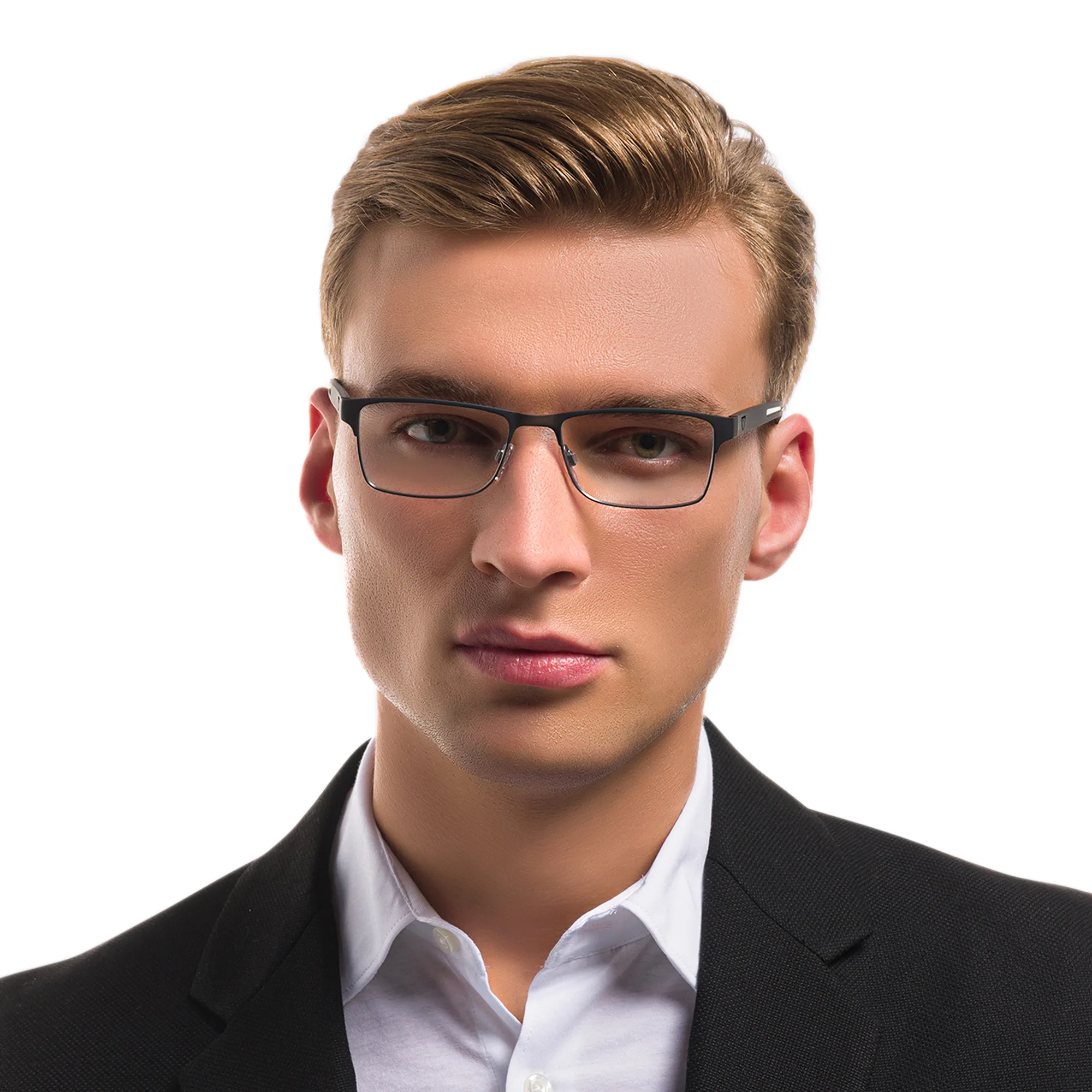 Shop Emporio Armani Rectangle Eyeglasses in Black online.