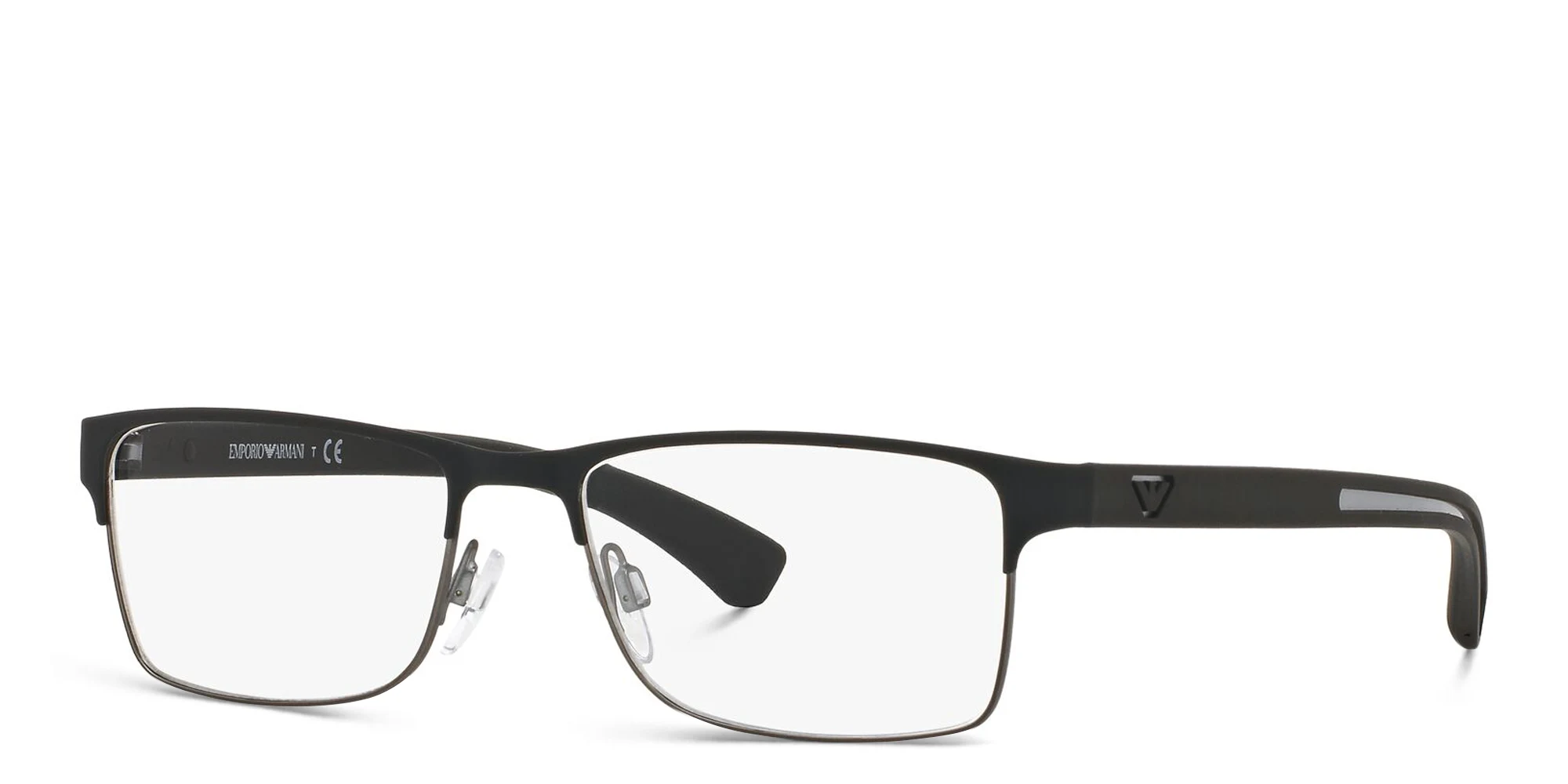 Shop Emporio Armani Rectangle Eyeglasses in Black online.