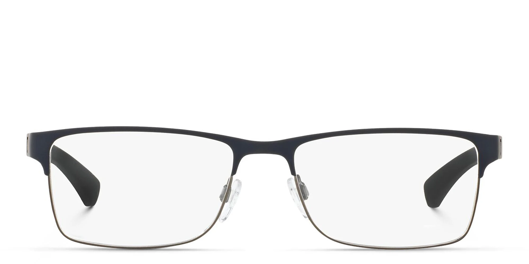 Shop Emporio Armani Rectangle Eyeglasses in Rubber Blue & Gunmetal online.