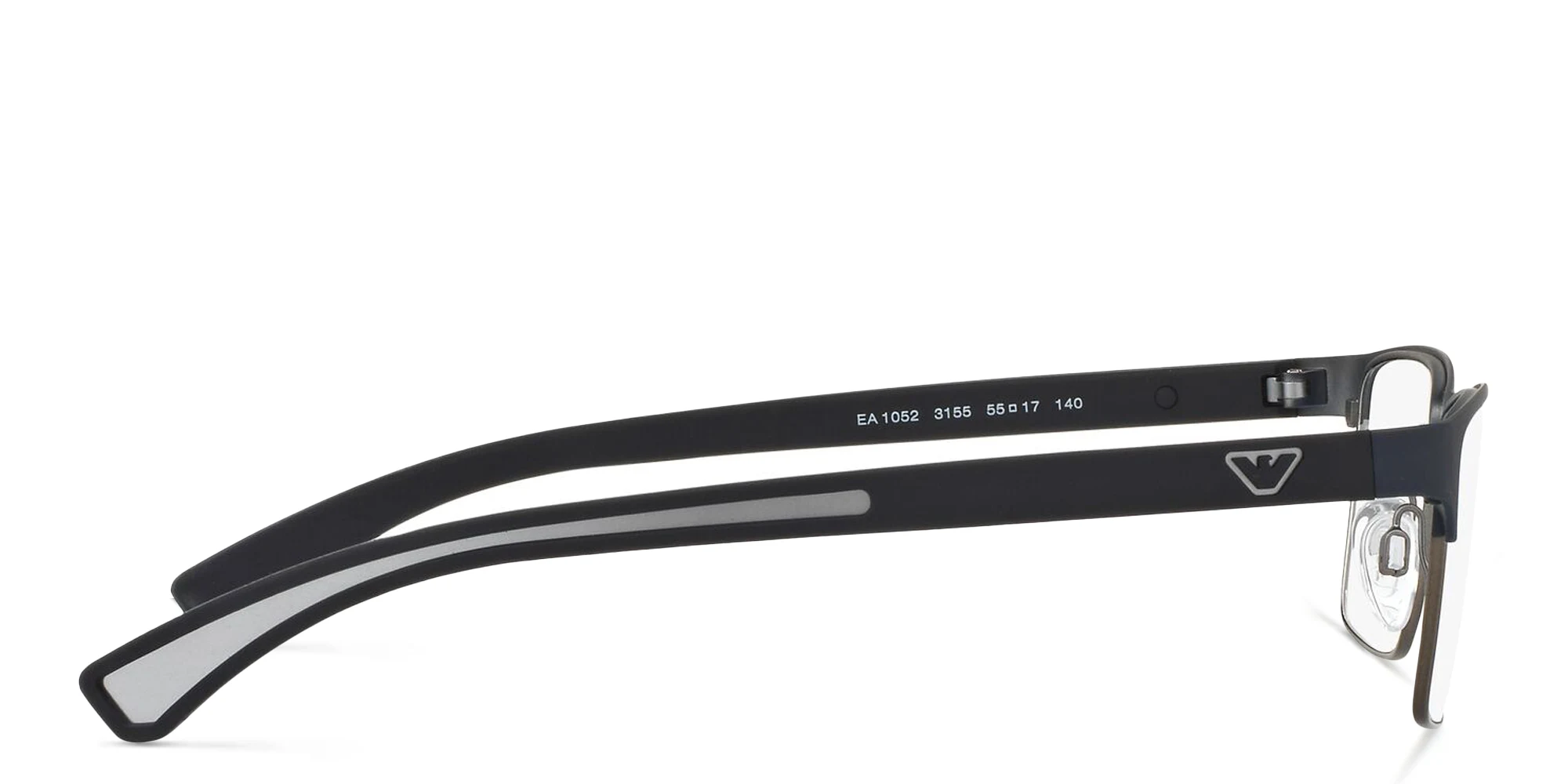 Shop Emporio Armani Rectangle Eyeglasses in Rubber Blue & Gunmetal online.