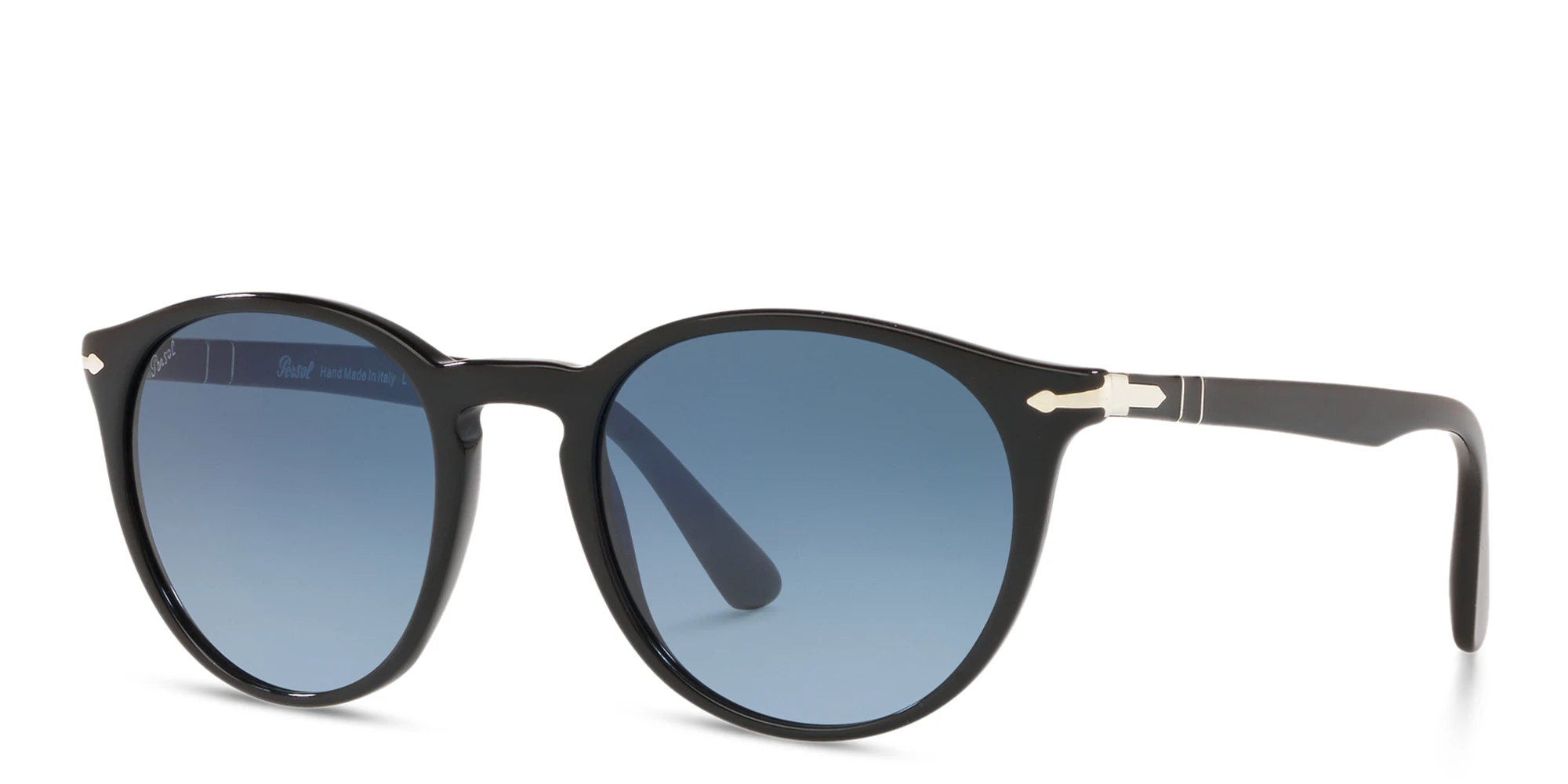 Shop PERSOL Round Sunglasses in Black online.