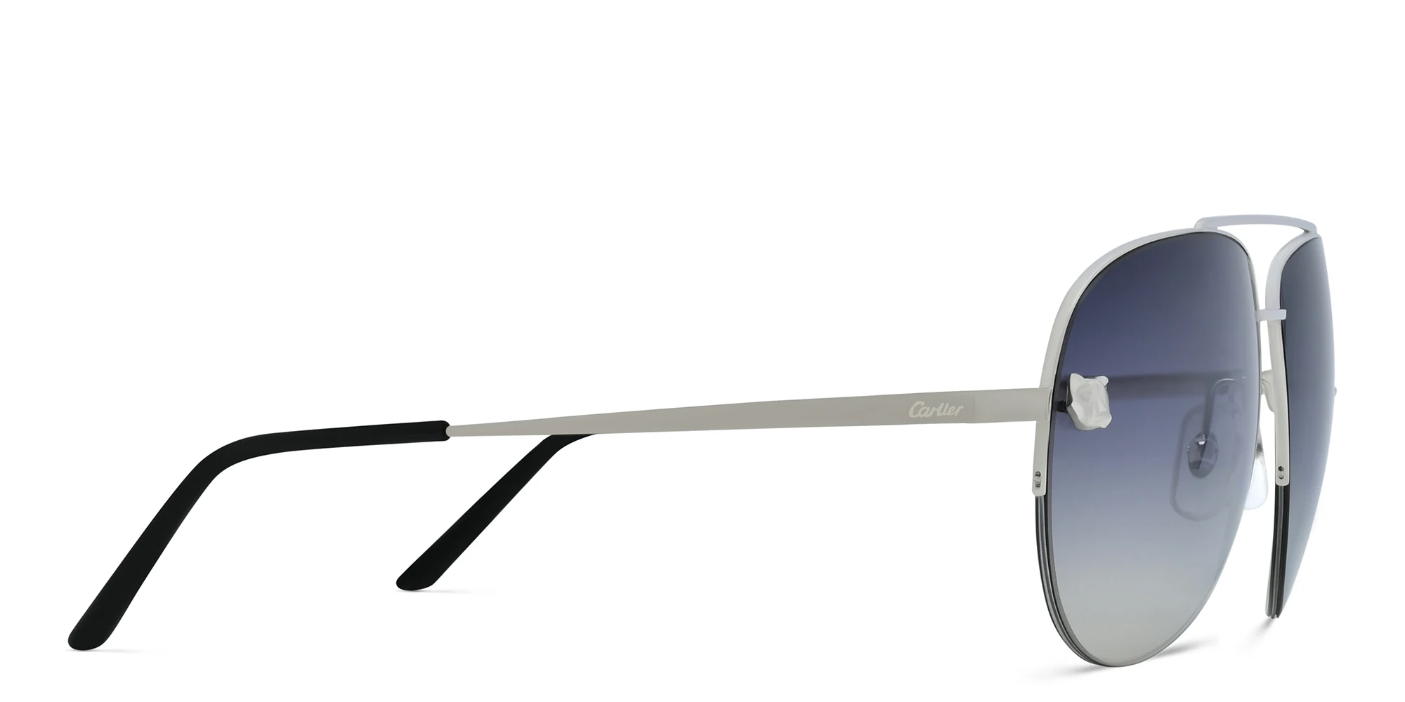 Shop Cartier Panthère de Cartier Unisex Aviator Sunglasses in Silver online.