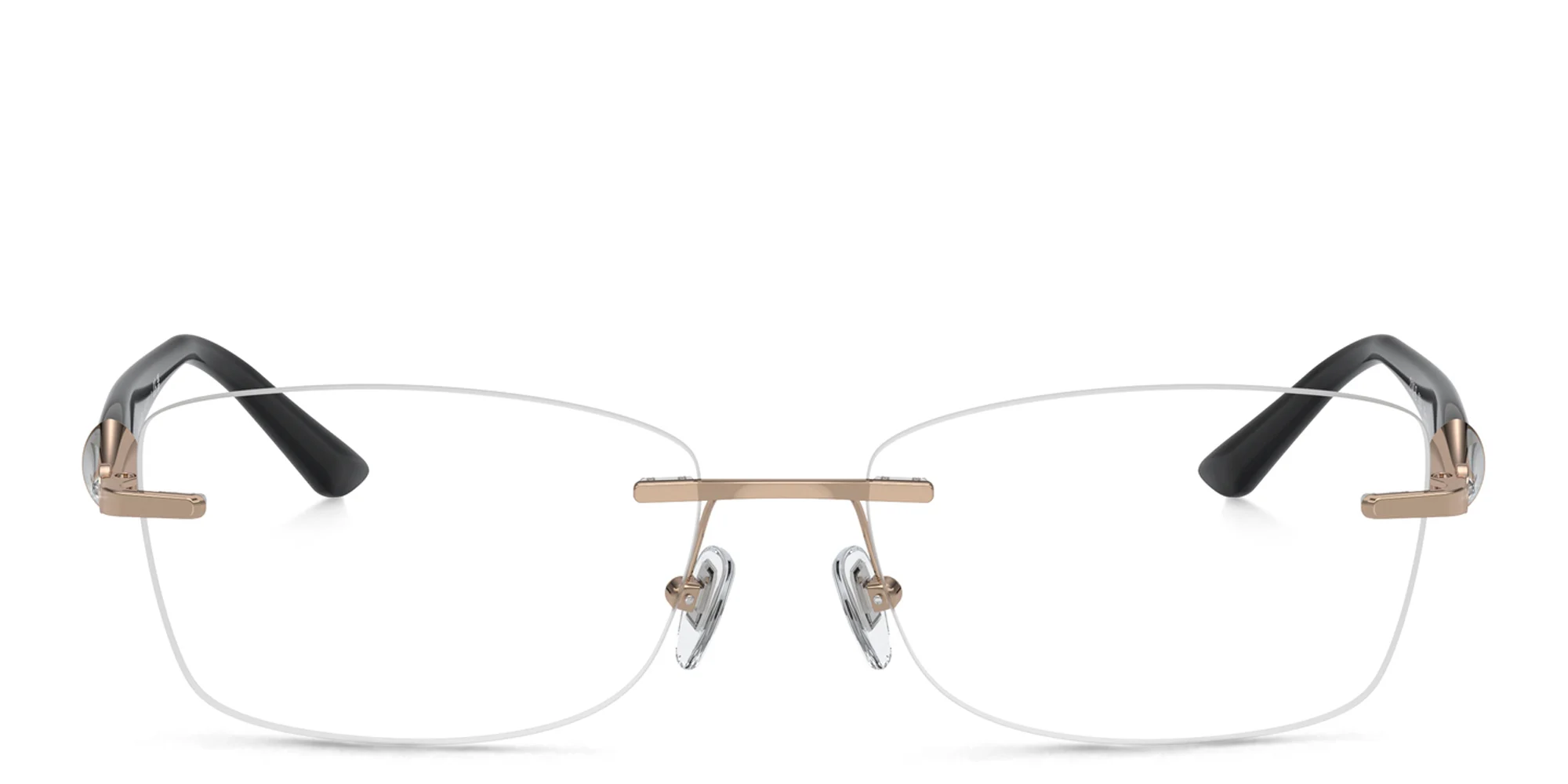 Shop BVLGARI Rimless Rectangle Eyeglasses in Pink Gold online.