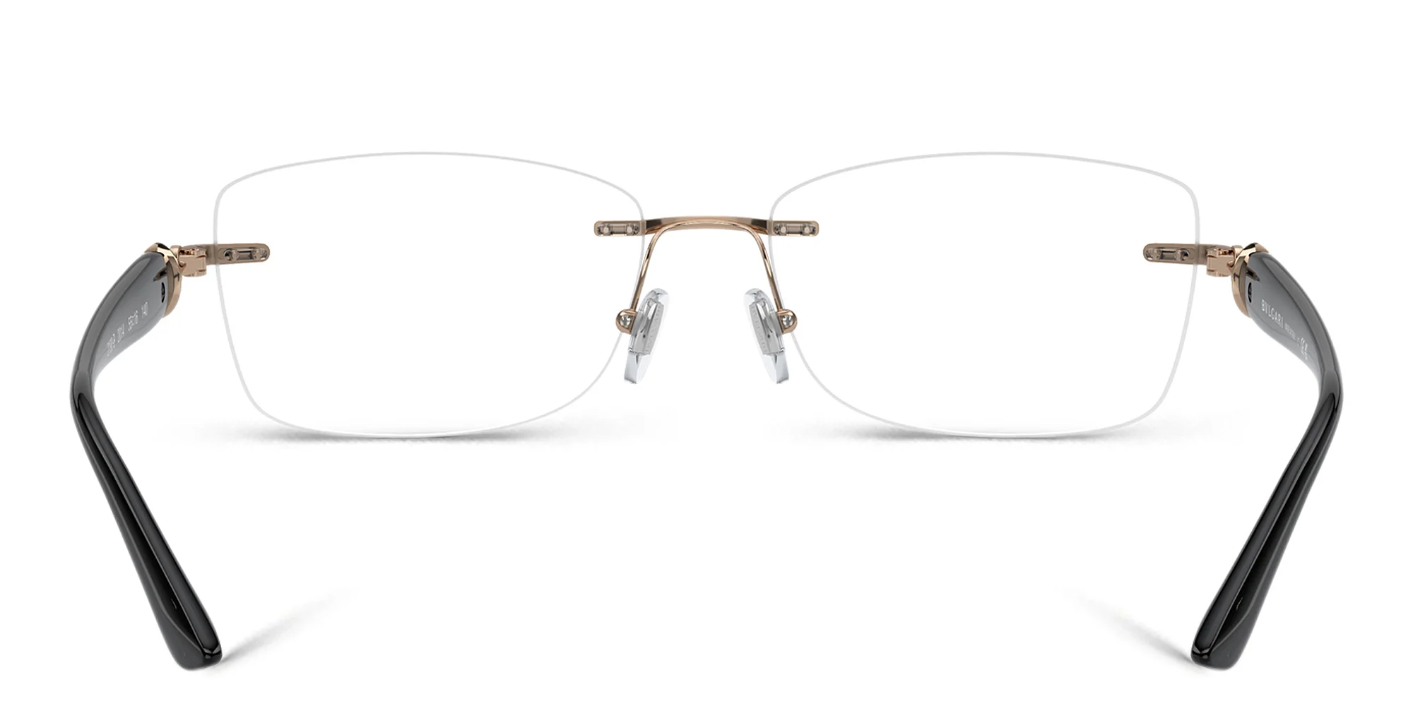 Shop BVLGARI Rimless Rectangle Eyeglasses in Pink Gold online.