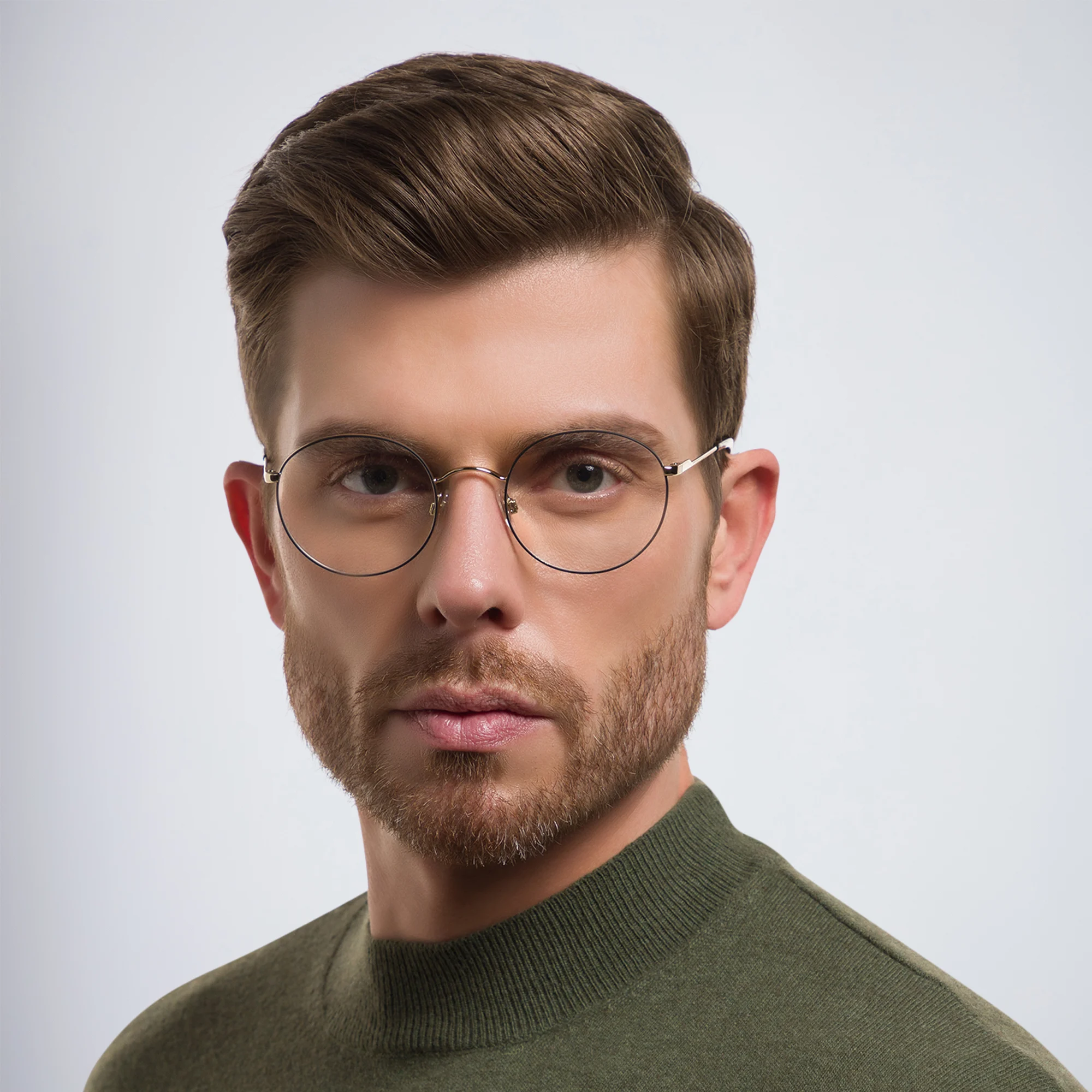 Shop Dolce & Gabbana Round Eyeglasses in Matte Black/Pale Gold online.
