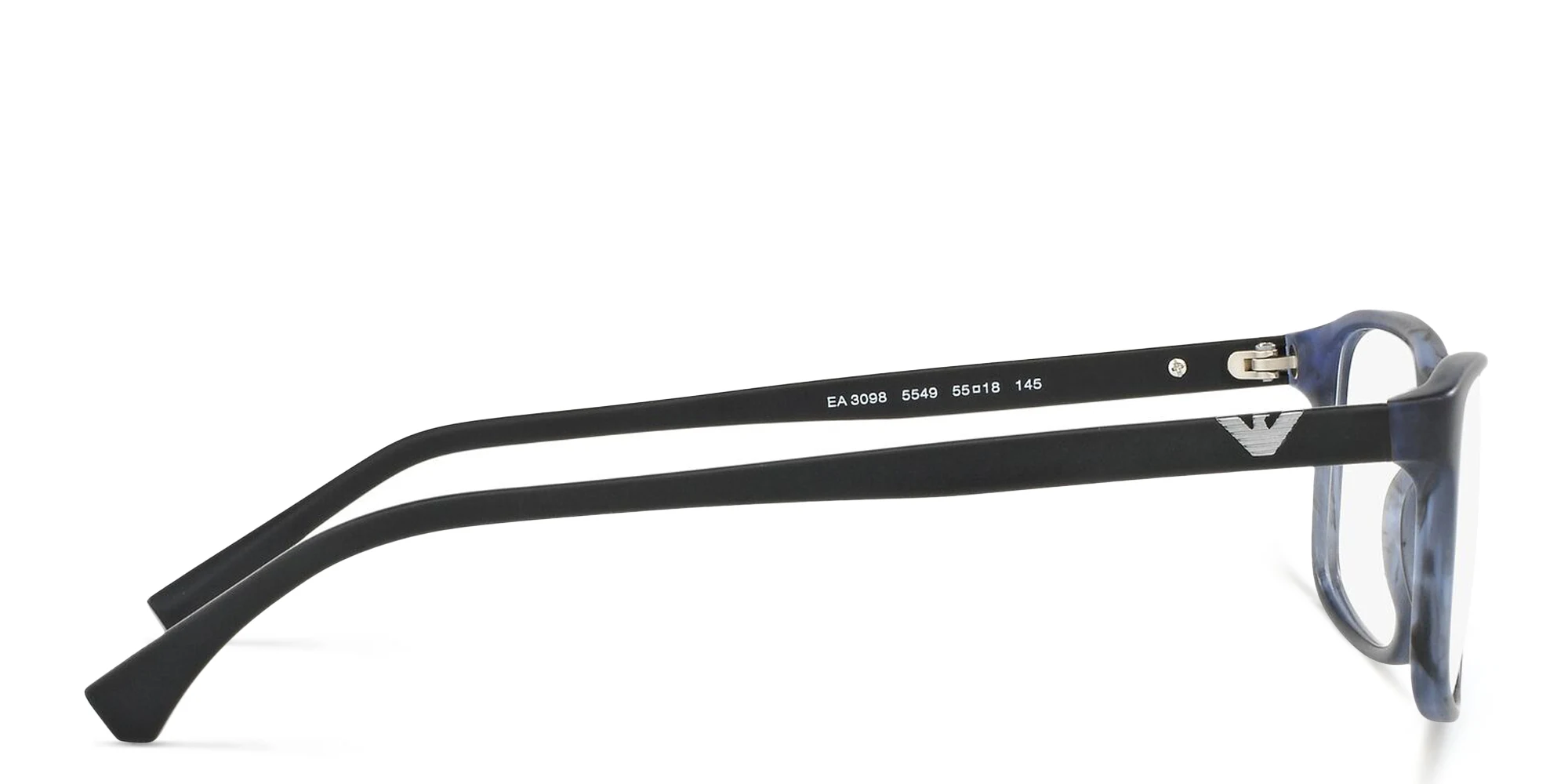 Shop Emporio Armani Rectangle Eyeglasses in Matte Striped Blue online.