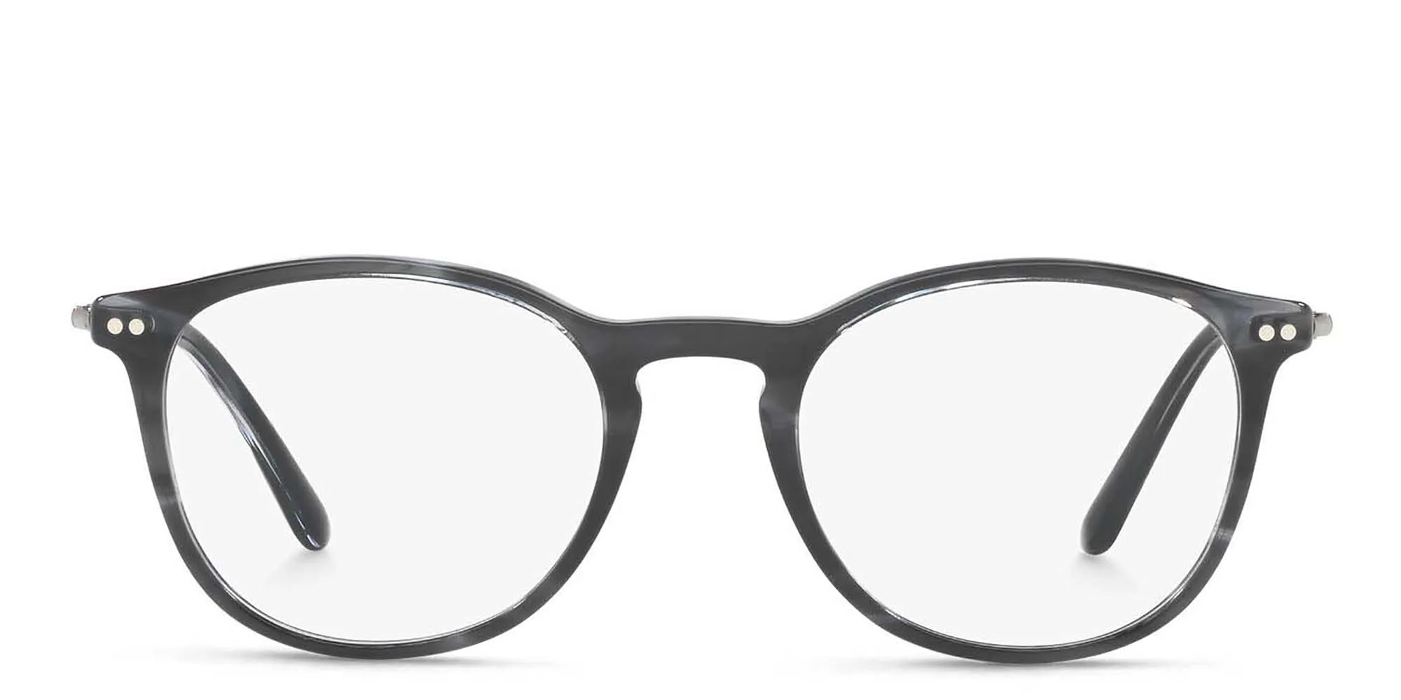 Shop GIORGIO ARMANI Round Eyeglasses in Grey online.