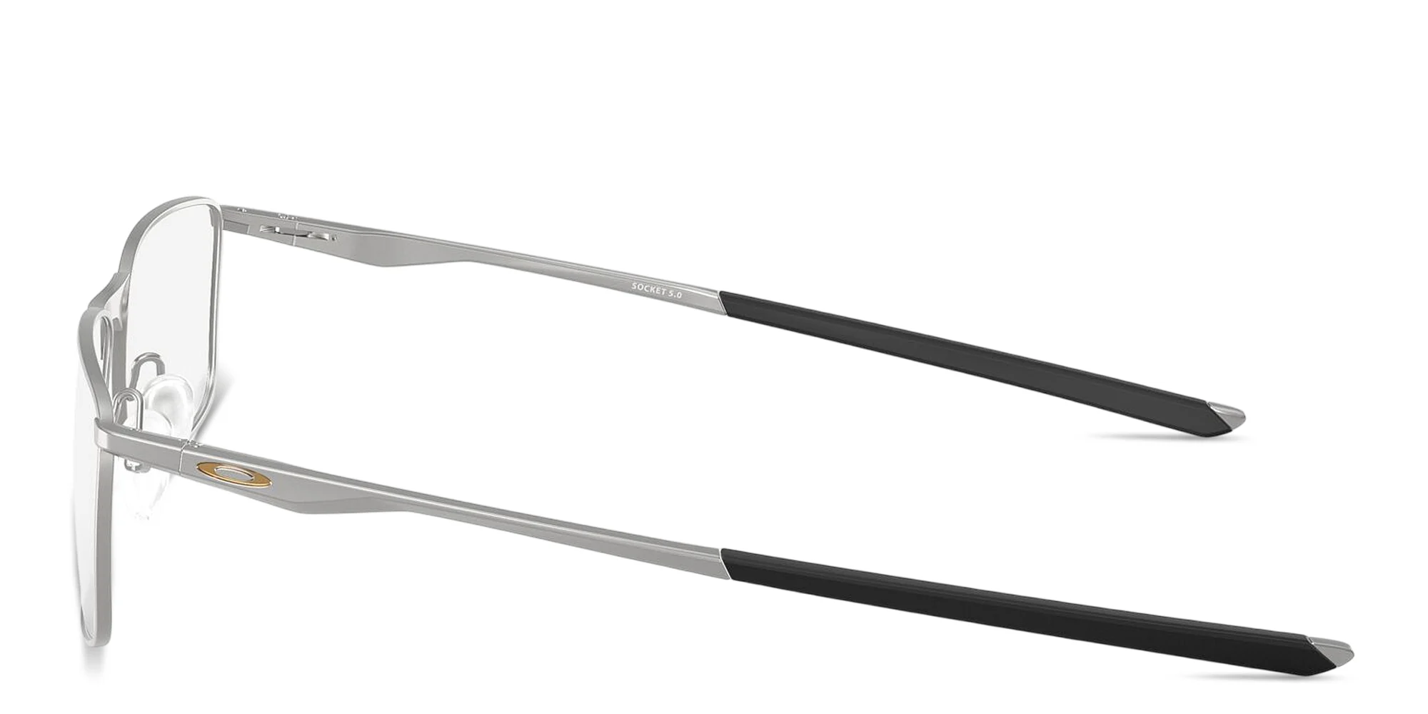 Shop Oakley Socket 5.0 Wide Rectangle Eyeglasses in Silver online.