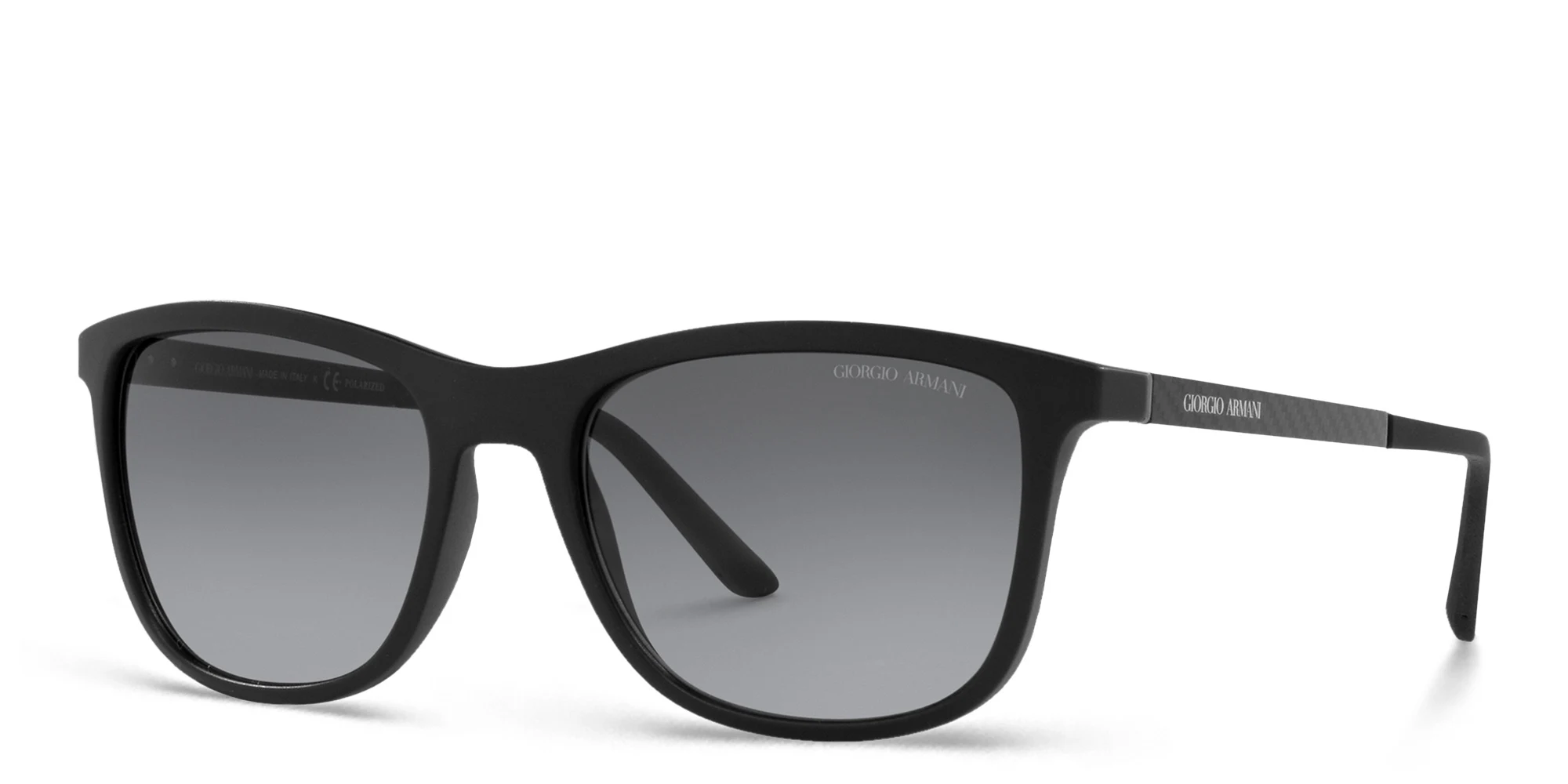 Shop GIORGIO ARMANI Square Sunglasses in Matte Black online.