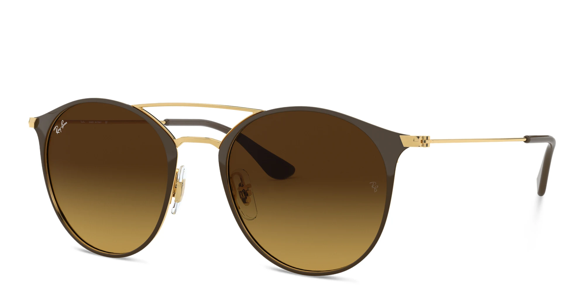 Shop Ray-Ban Unisex Panthos Sunglasses in Brown On Gold online.