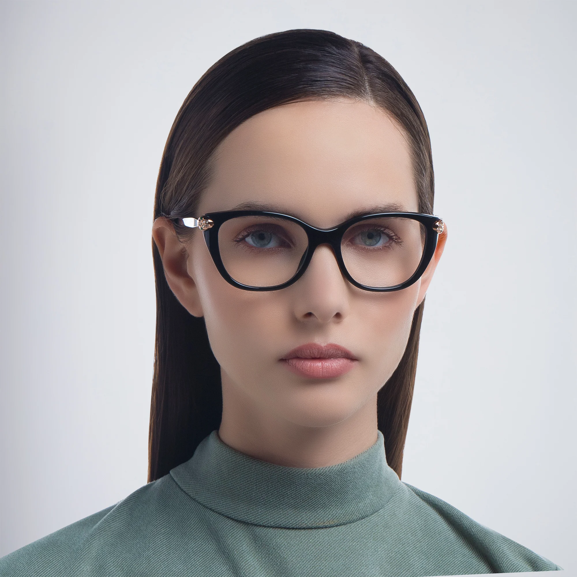 Shop BVLGARI Square Eyeglasses in Black online.