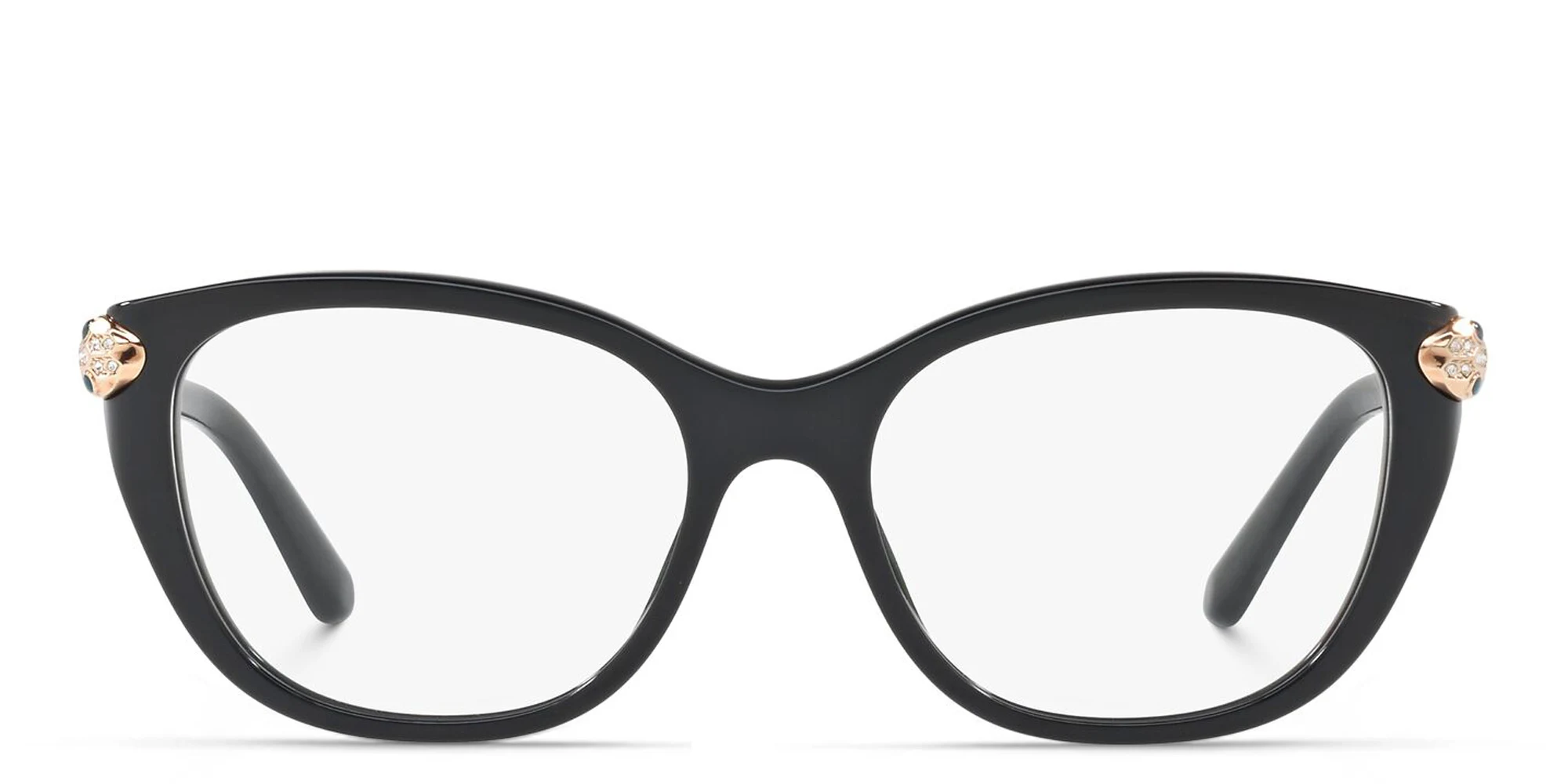 Shop BVLGARI Square Eyeglasses in Black online.