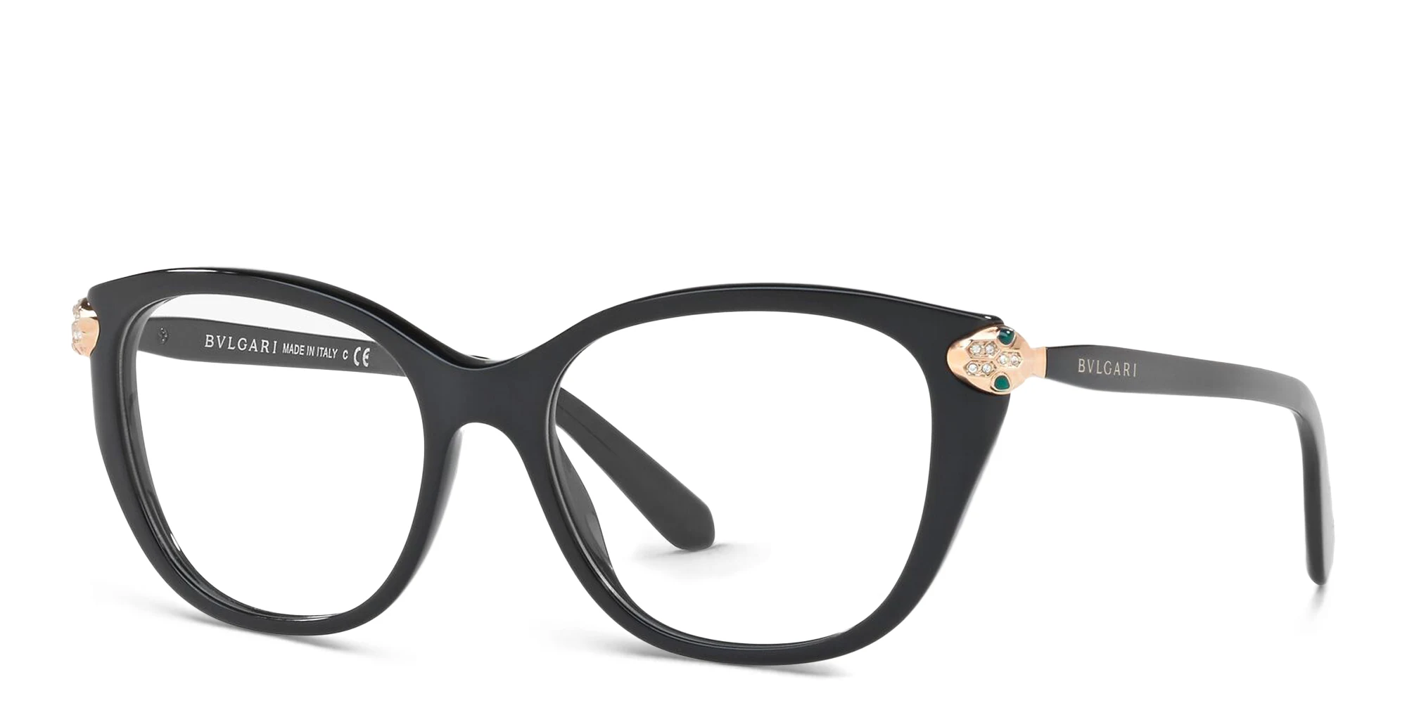 Shop BVLGARI Square Eyeglasses in Black online.