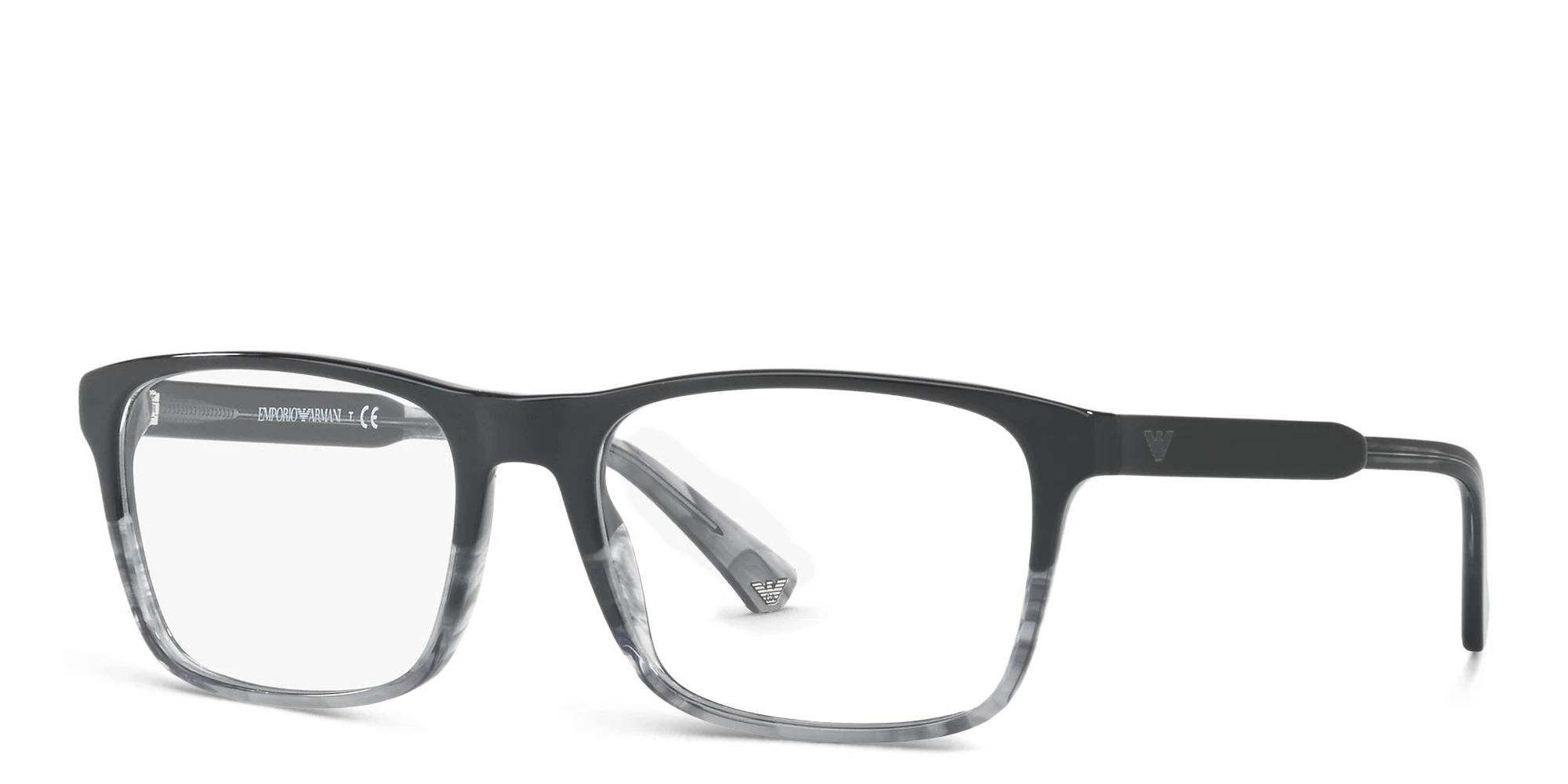 Shop Emporio Armani Rectangle Eyeglasses in Black online.