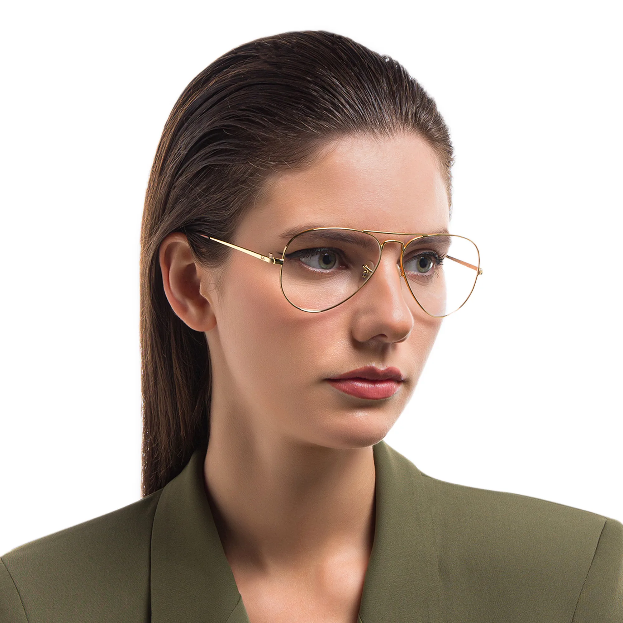 Shop Ray-Ban Pilot Optics Eyeglasses in Gold online.