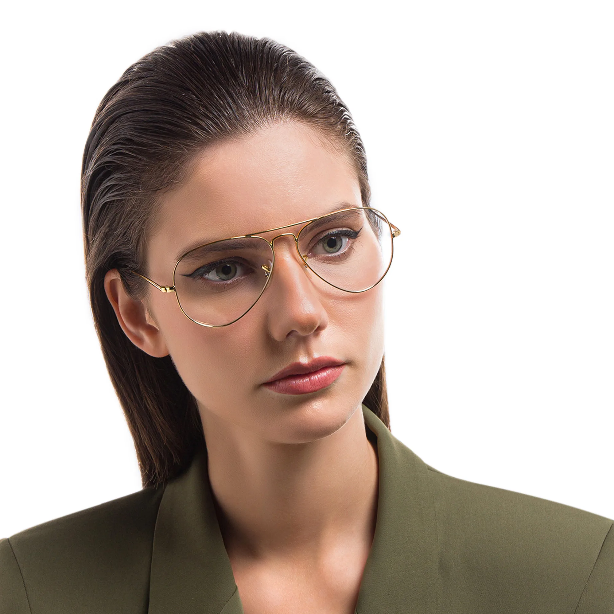 Shop Ray-Ban Pilot Optics Eyeglasses in Gold online.