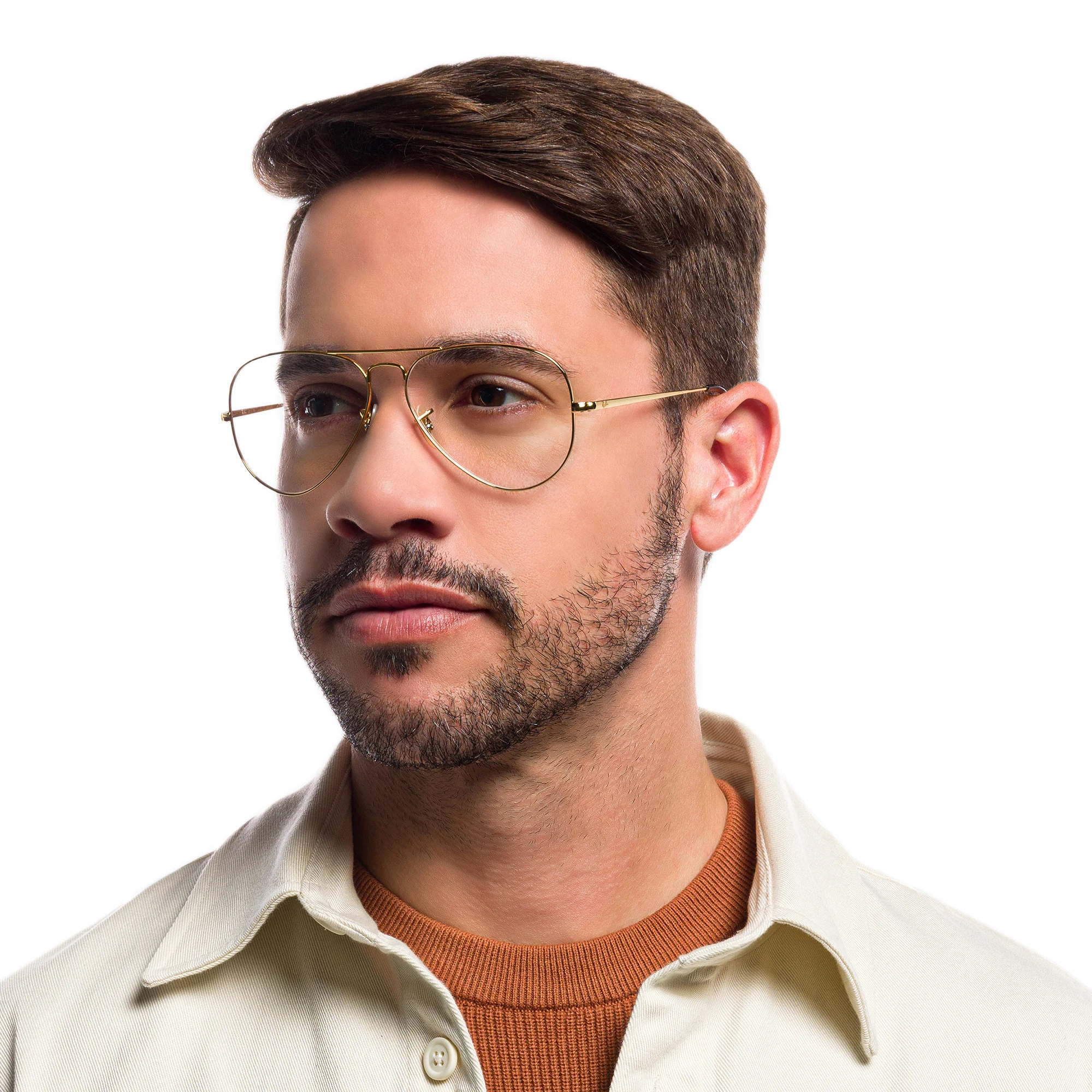 Shop Ray-Ban Pilot Optics Eyeglasses in Gold online.
