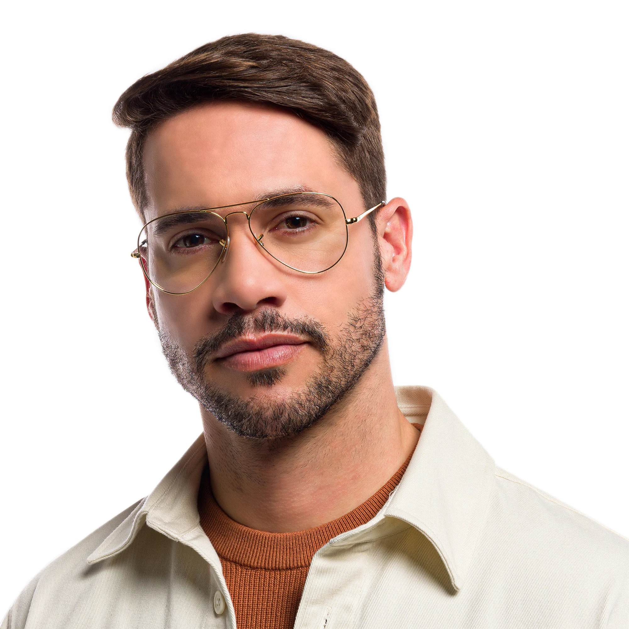 Shop Ray-Ban Pilot Optics Eyeglasses in Gold online.