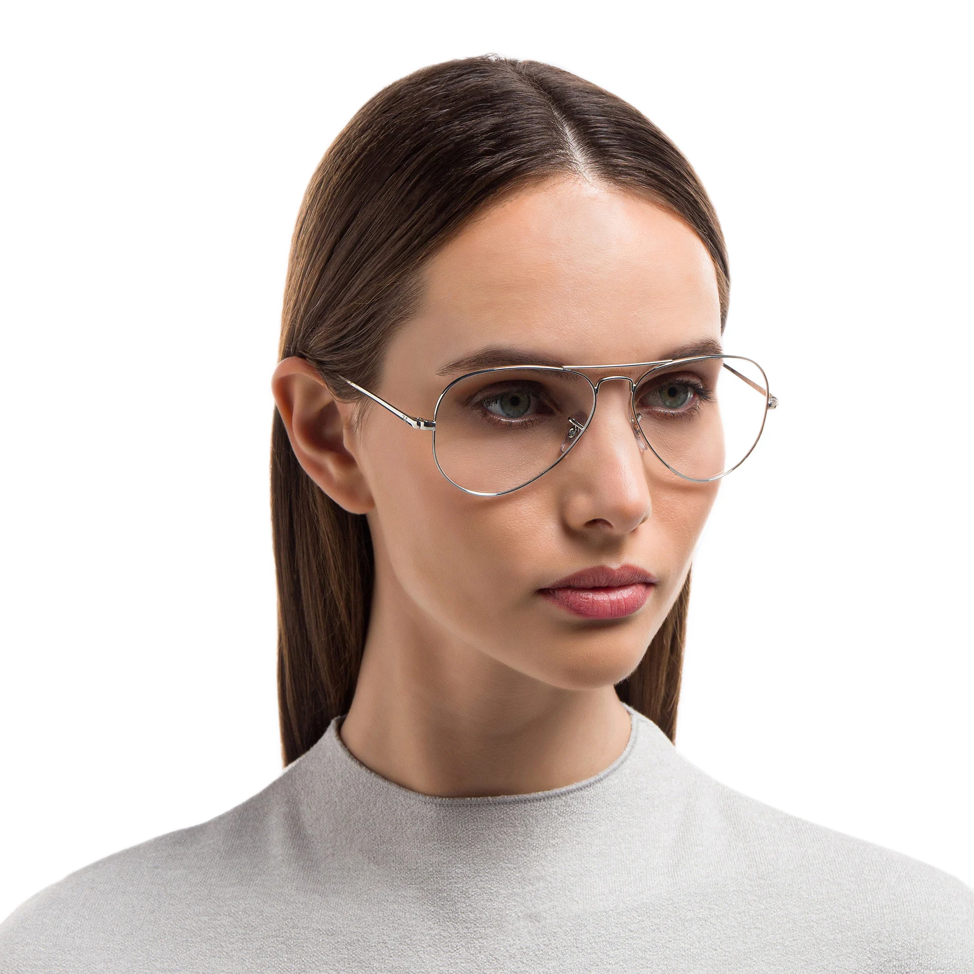 Shop Ray-Ban Pilot Optics Eyeglasses in Silver online.