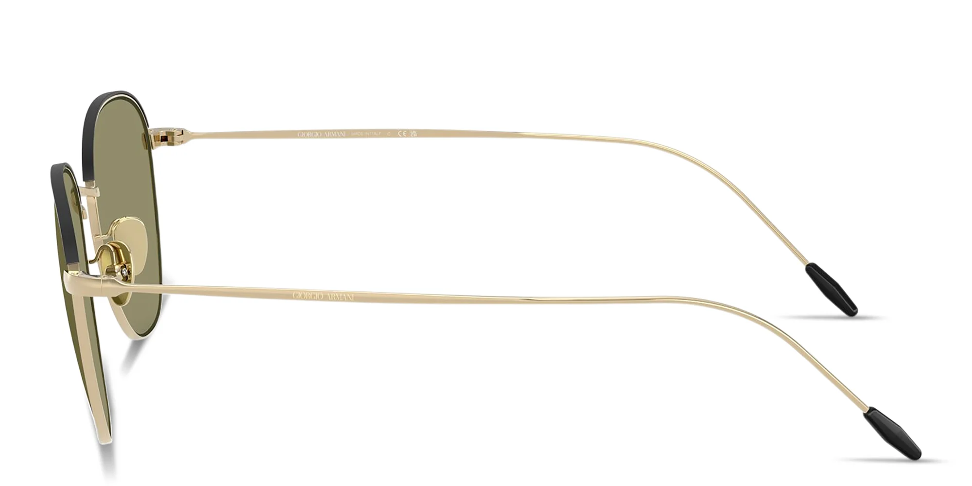 Shop GIORGIO ARMANI Square Sunglasses in Matte Black/Pale Gold online.