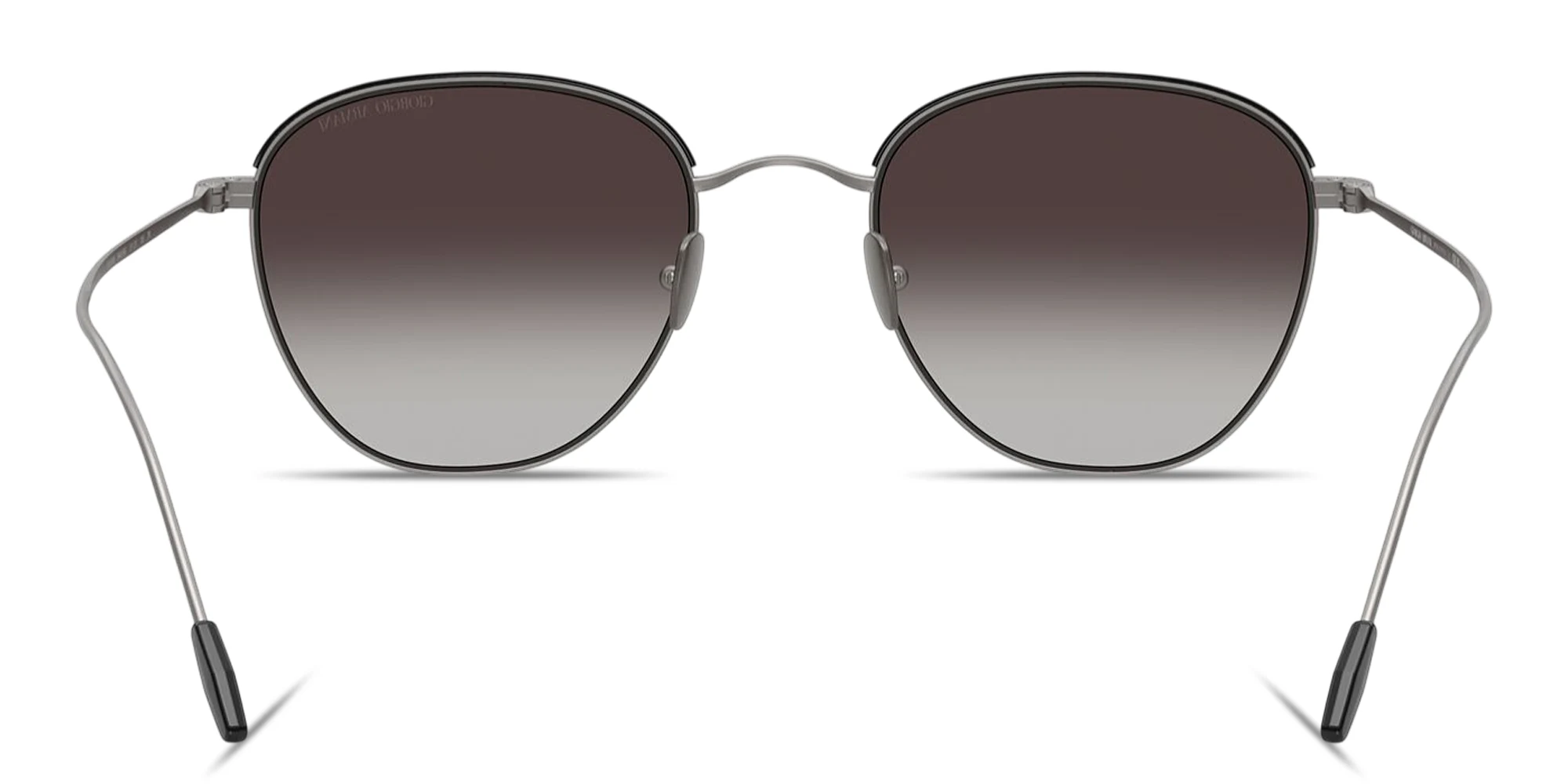 Shop GIORGIO ARMANI Engraved Logo Square Sunglasses in Matte Gunmetal online.