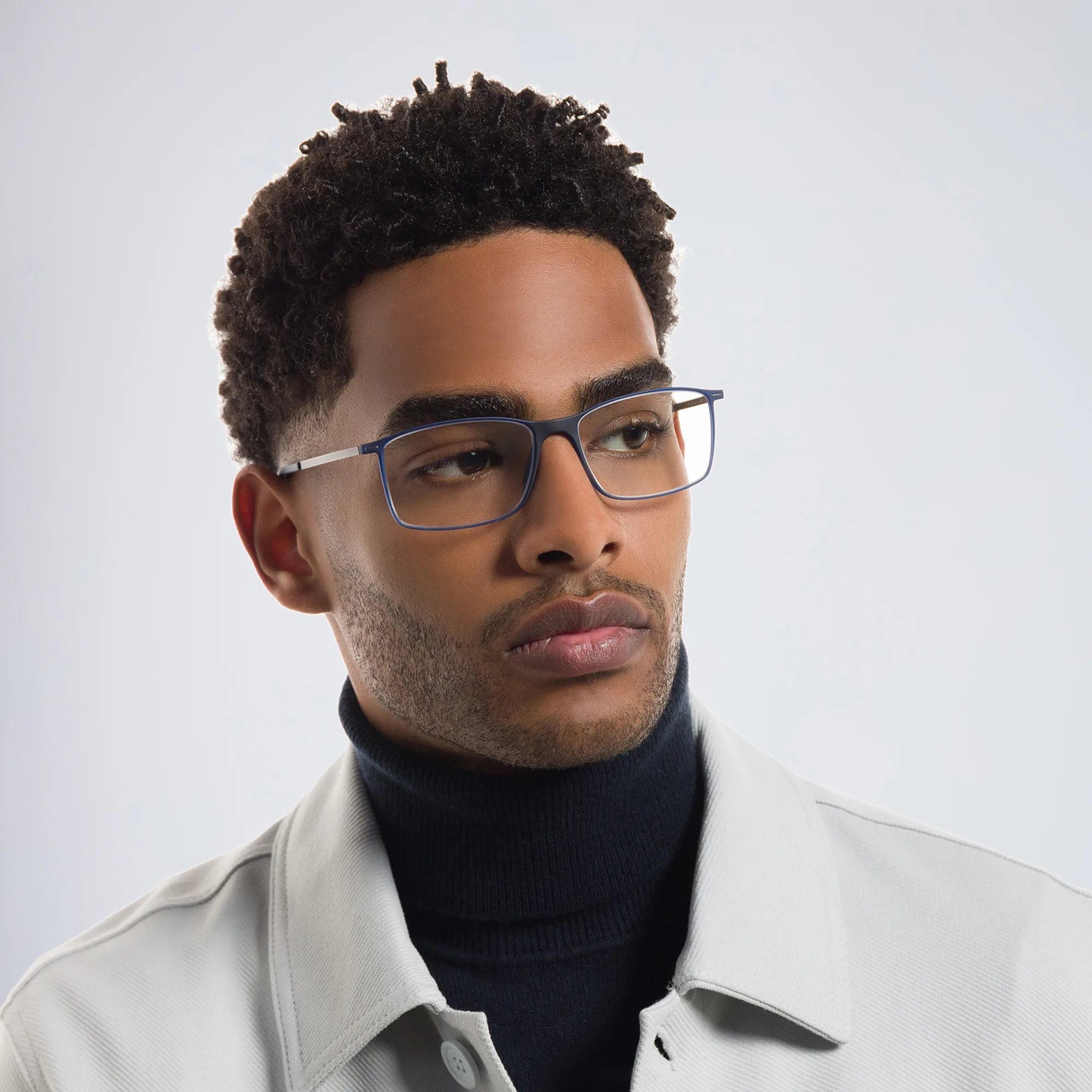 Shop Silhouette Rectangle Eyeglasses in Blue online.