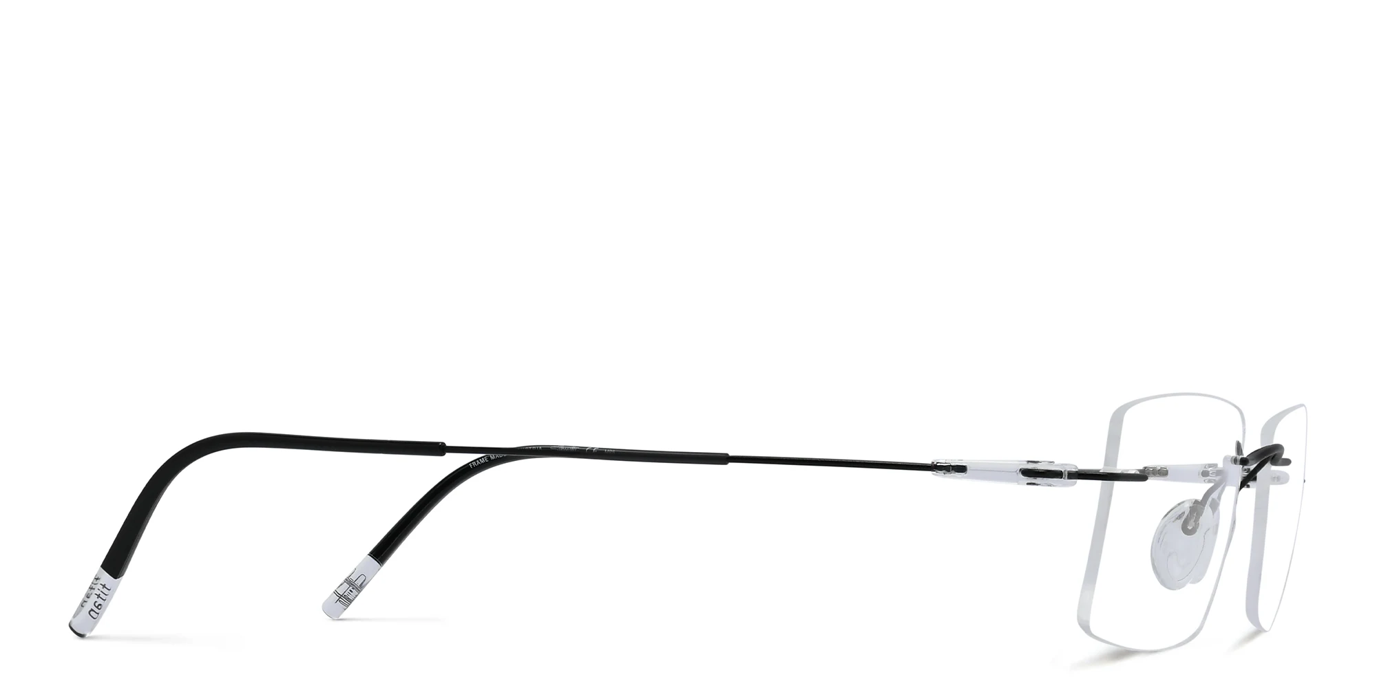 Shop Silhouette Unisex Rimless Rectangle Eyeglasses in Black online.