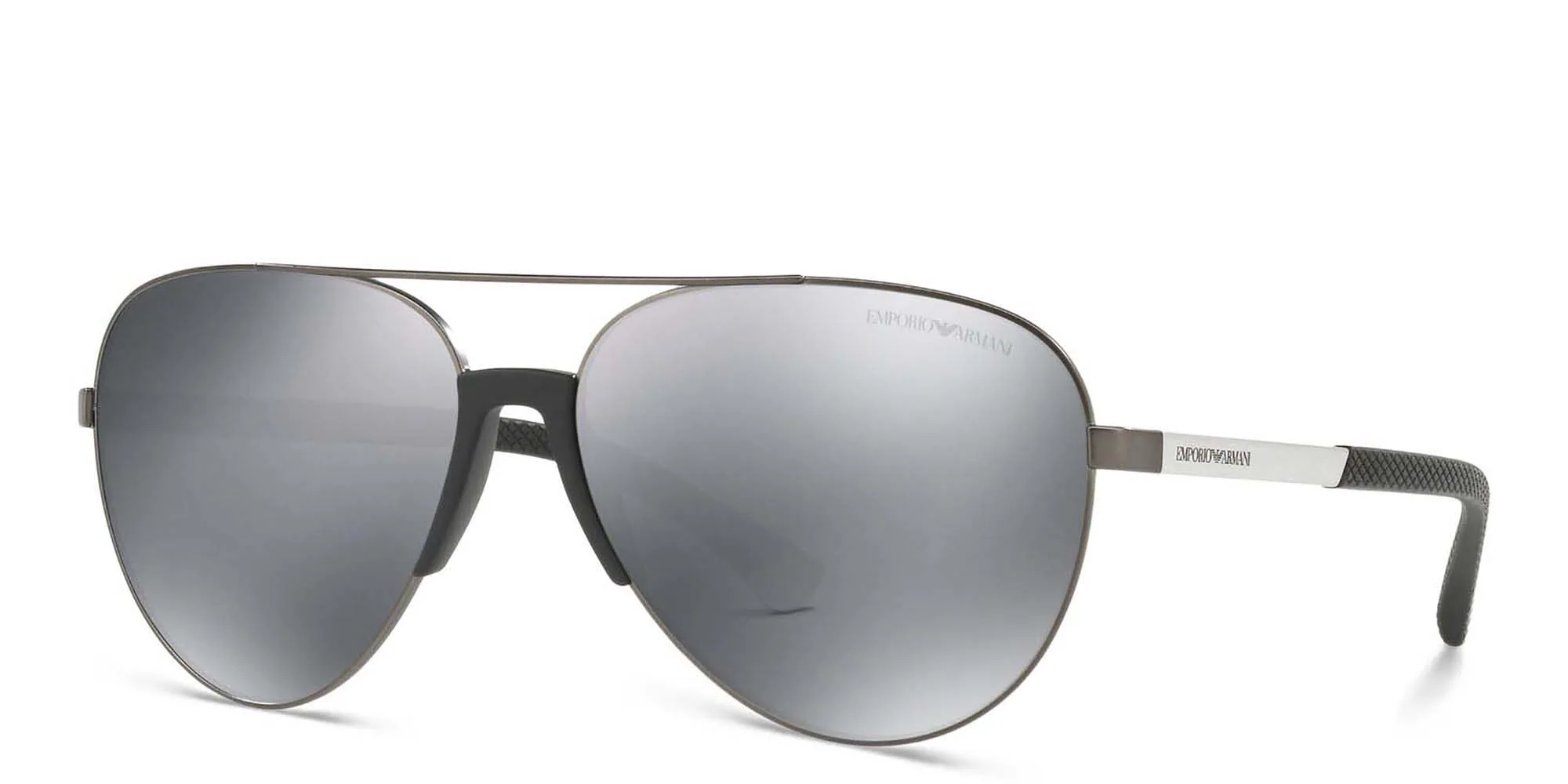 Shop Emporio Armani Aviator Sunglasses in Matte Gunmetal online.