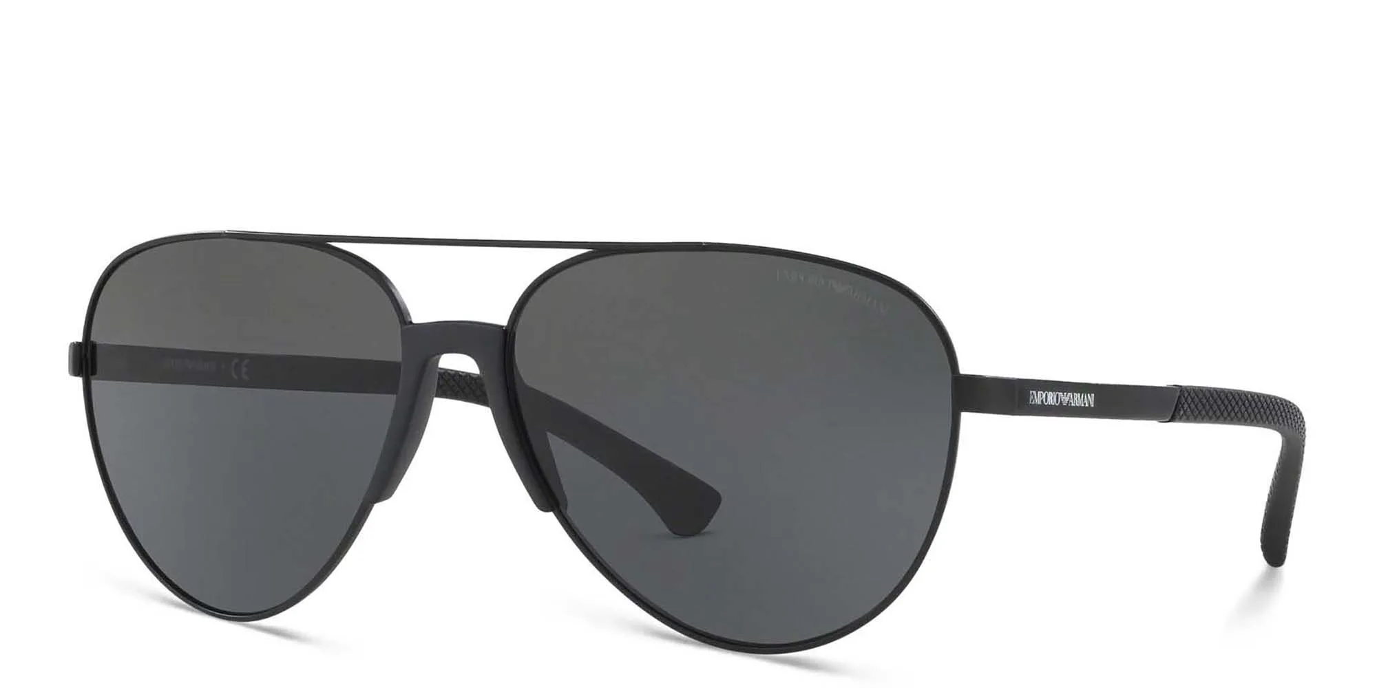 Shop Emporio Armani Pilot Sunglasses in Matte Black online.