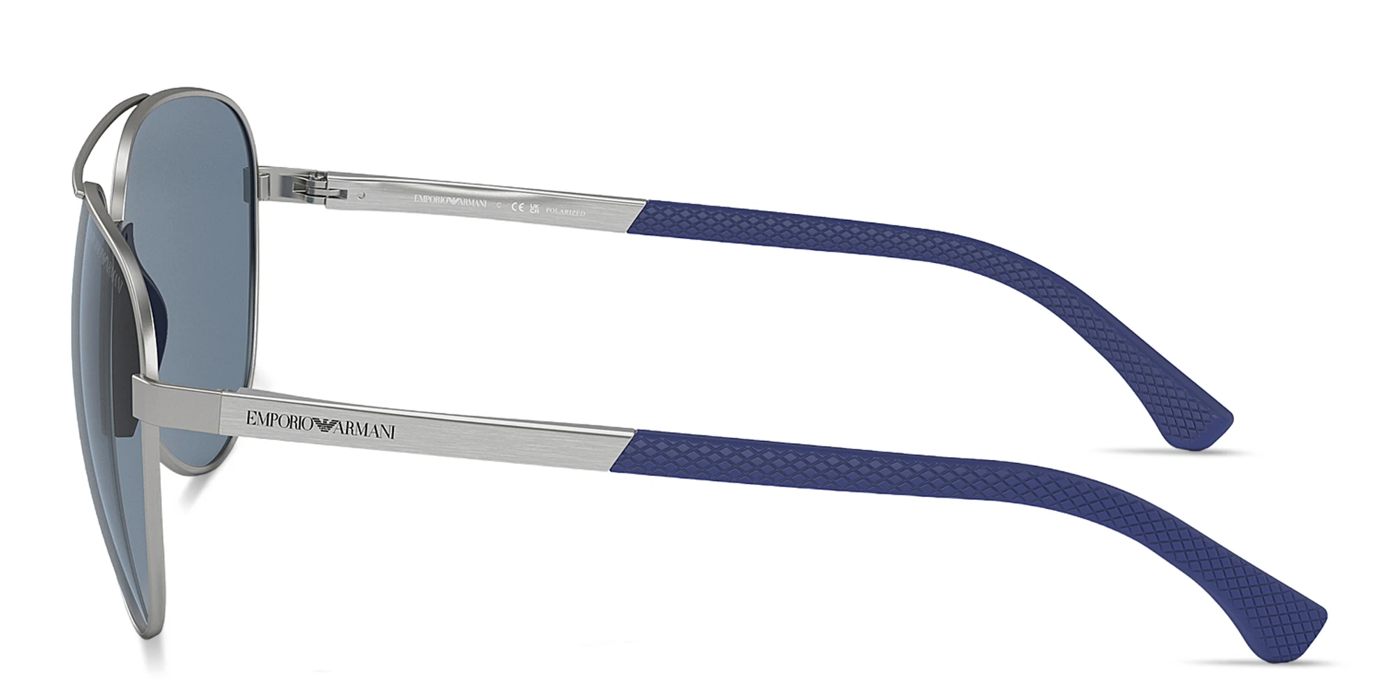 Shop Emporio Armani Logo Signature Pilot Sunglasses in Silver online.