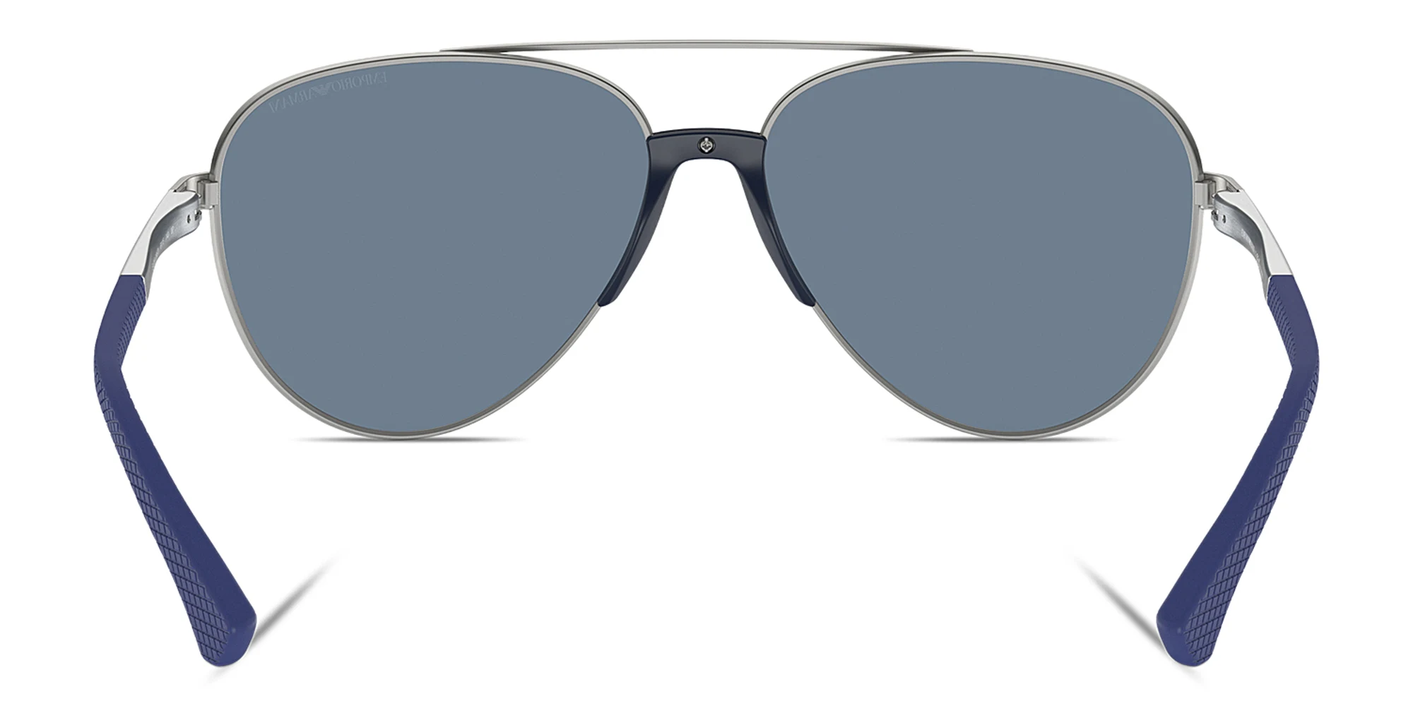 Shop Emporio Armani Logo Signature Pilot Sunglasses in Silver online.