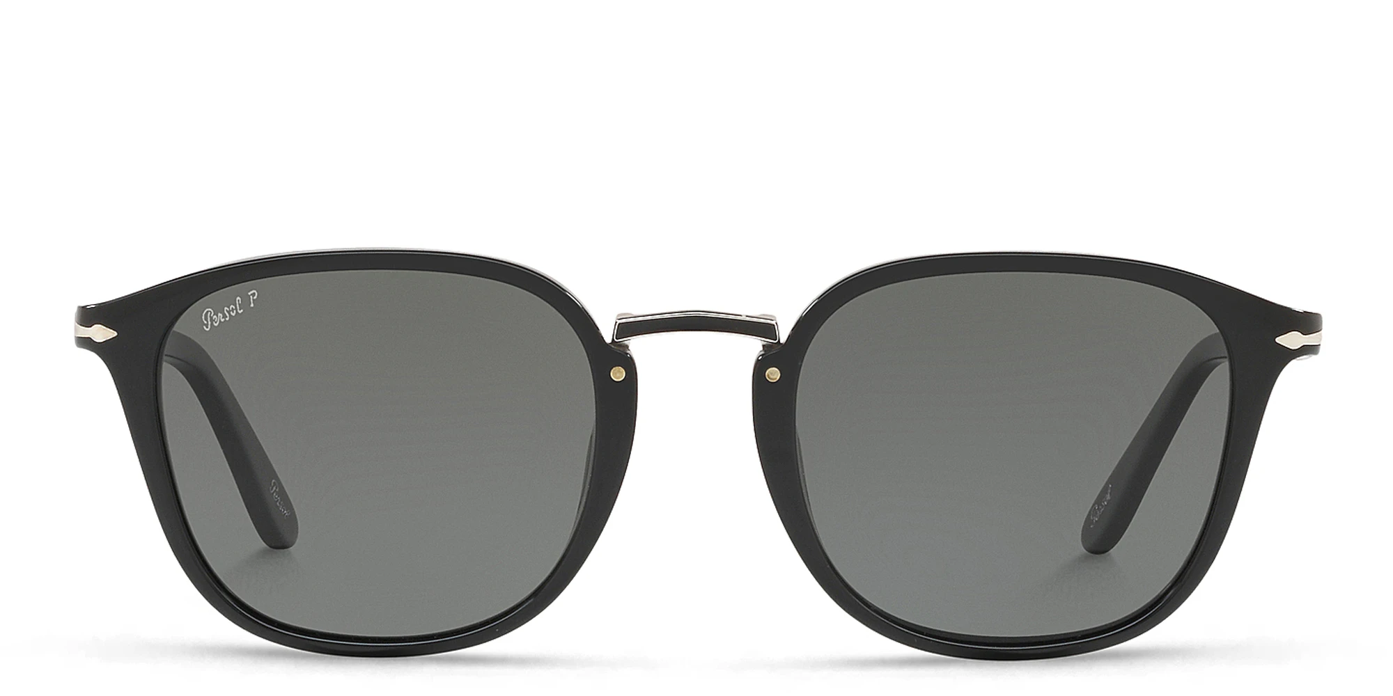 Shop PERSOL Round Sunglasses in Black online.
