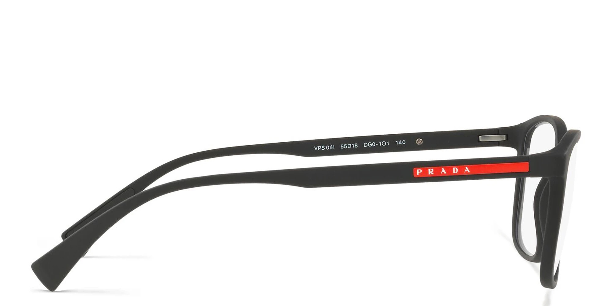 Shop Prada Linea Rossa Wide Rectangle Eyeglasses in Rubber Black online.