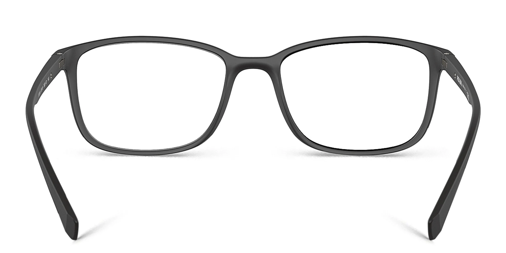 Shop Prada Linea Rossa Wide Rectangle Eyeglasses in Rubber Black online.