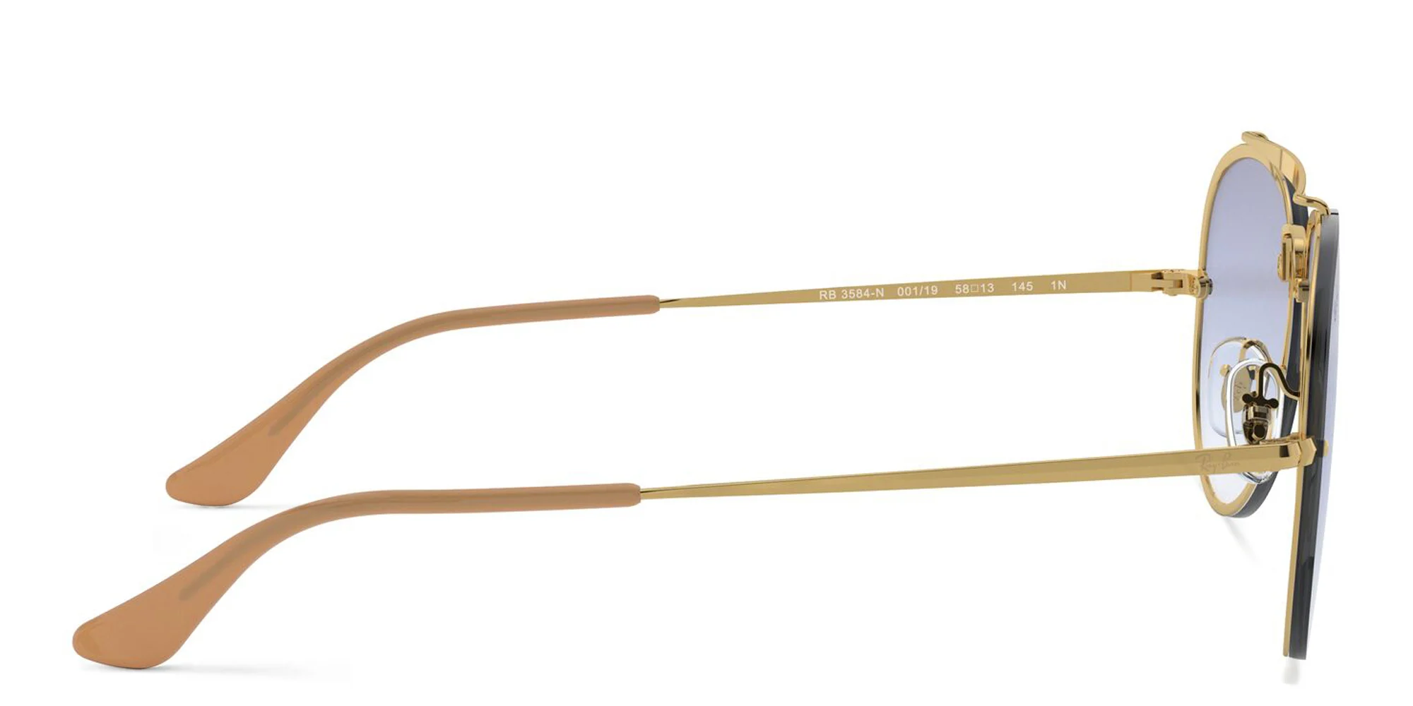 Shop Ray-Ban Blaze Aviator Unisex Rimless Sunglasses in Gold online.