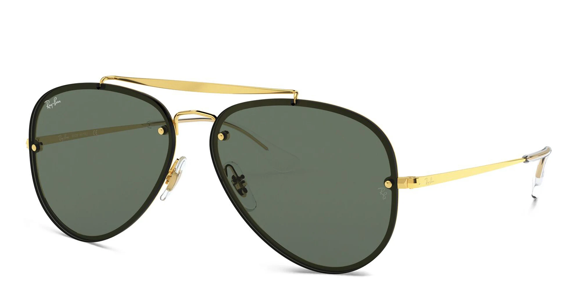 Shop Ray-Ban Blaze Aviator Unisex Rimless Sunglasses in Gold online.