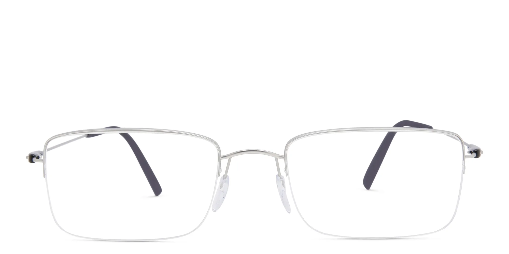 Shop Silhouette Half Rim Rectangle Eyeglasses in Silver online.