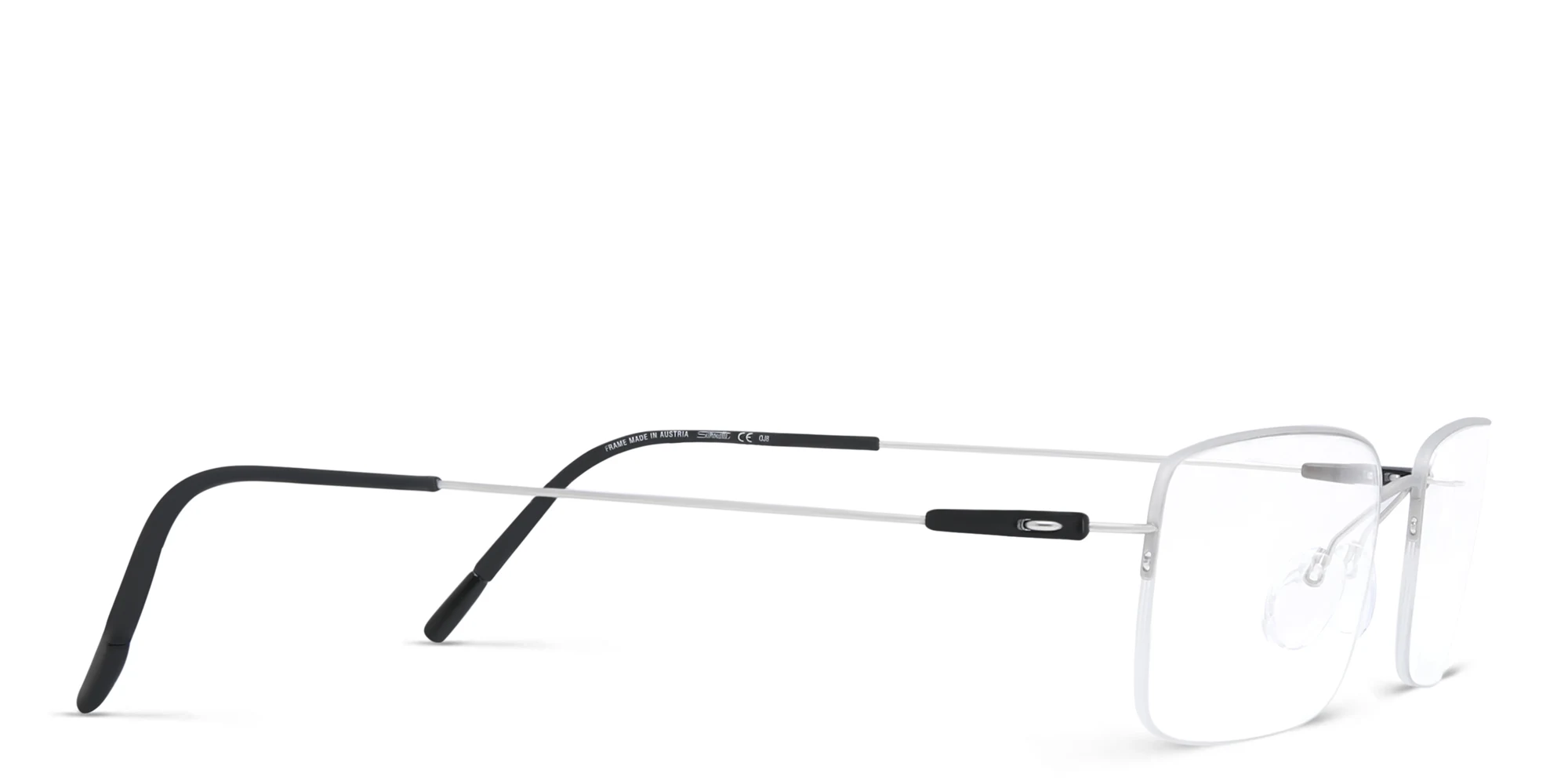 Shop Silhouette Half Rim Rectangle Eyeglasses in Silver online.