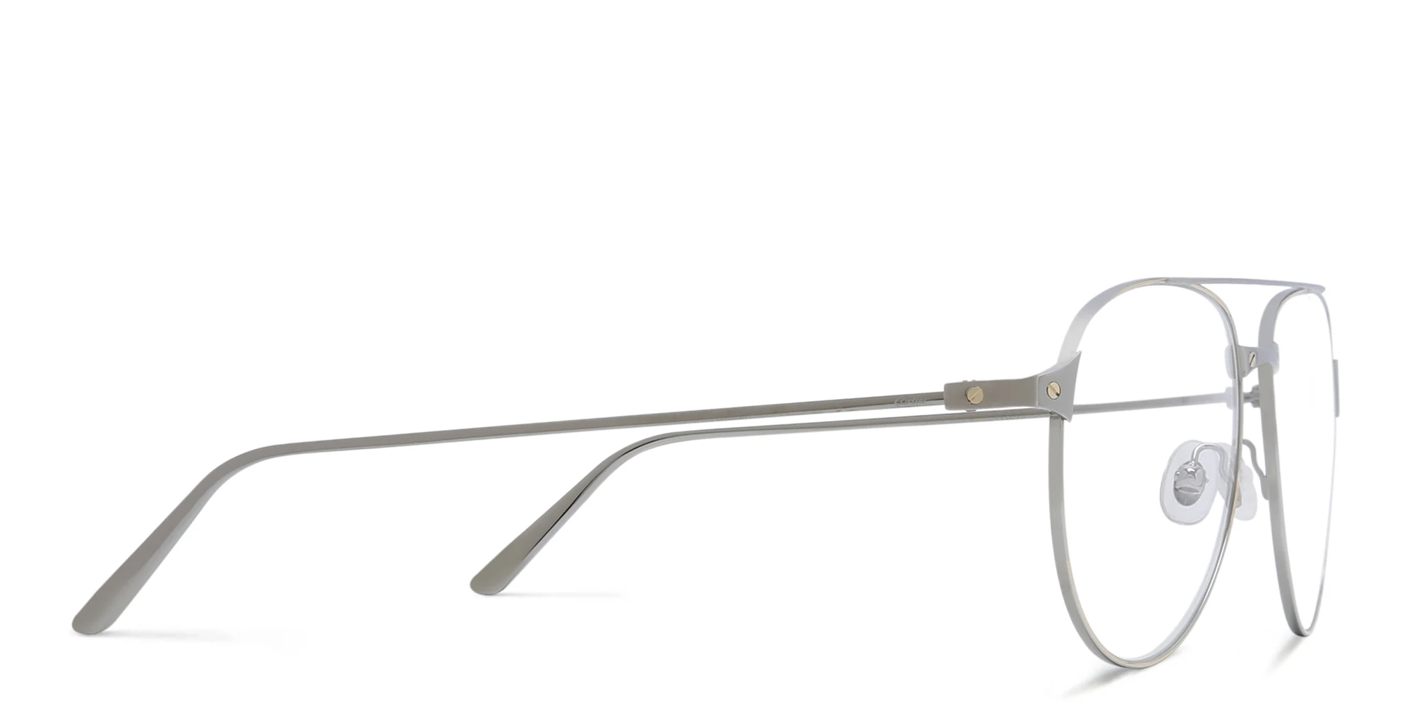 Shop Cartier Santos de Cartier Wide Aviator Eyeglasses in Ruthenium online.