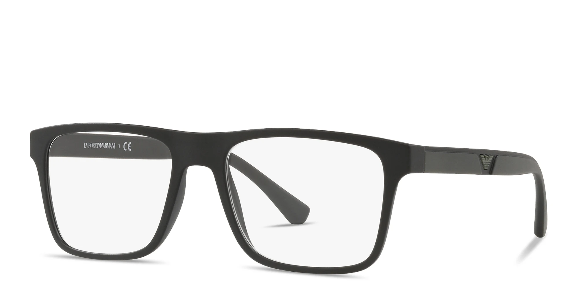 Shop Emporio Armani Logo Rectangle Eyeglasses in Black online.